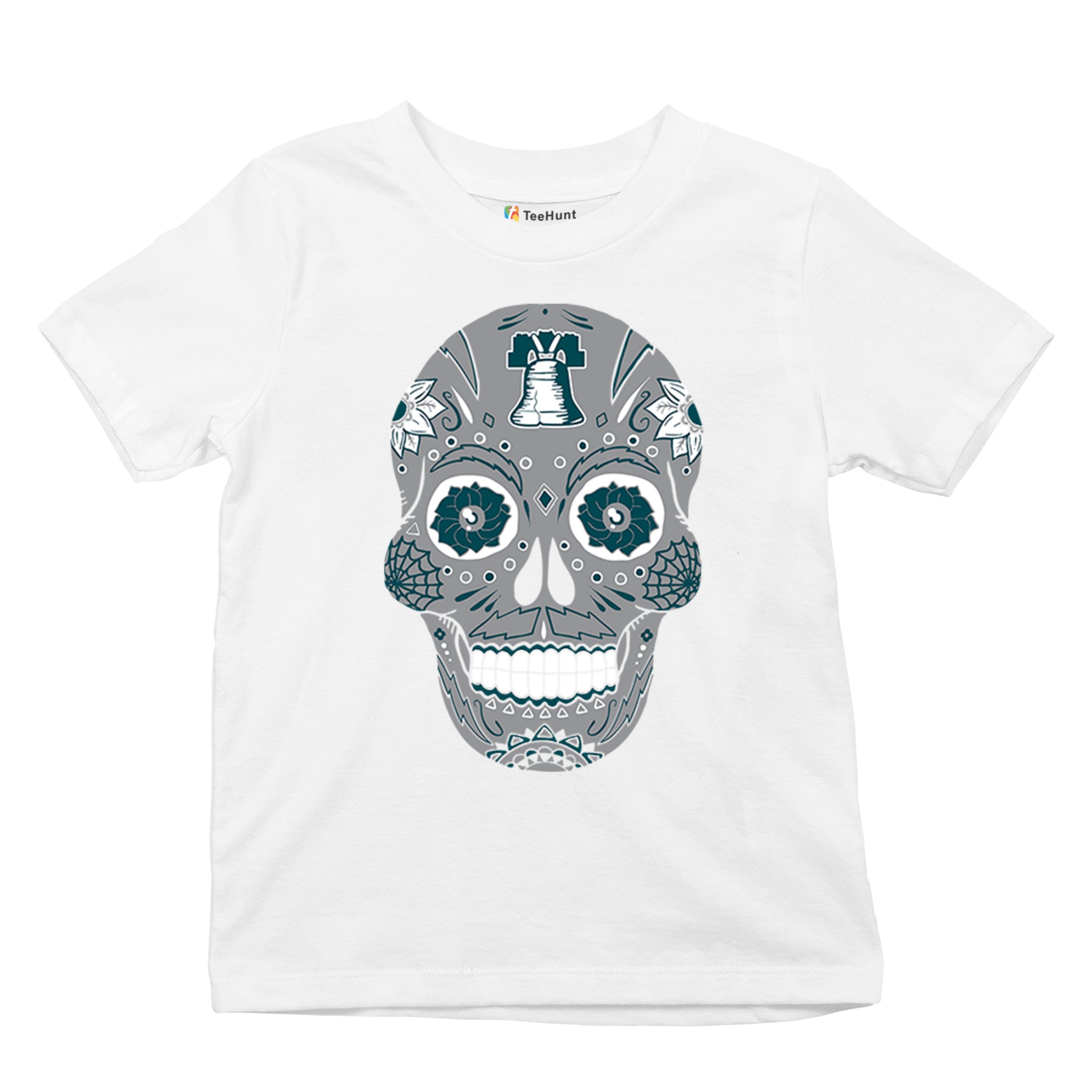 Philadelphia Sugar Skull Youth T-shirt Football Die-Hard Philly Fan Kids - Picture 27 of 50