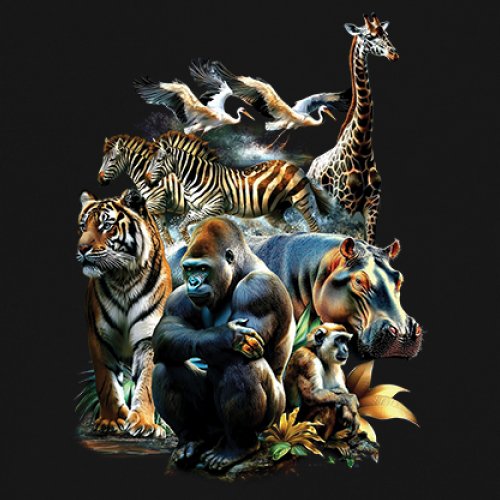 Zoo Collage Youth T-shirt Gorilla Jungle Safari Wildlife Animals Nature Kids - Picture 4 of 50