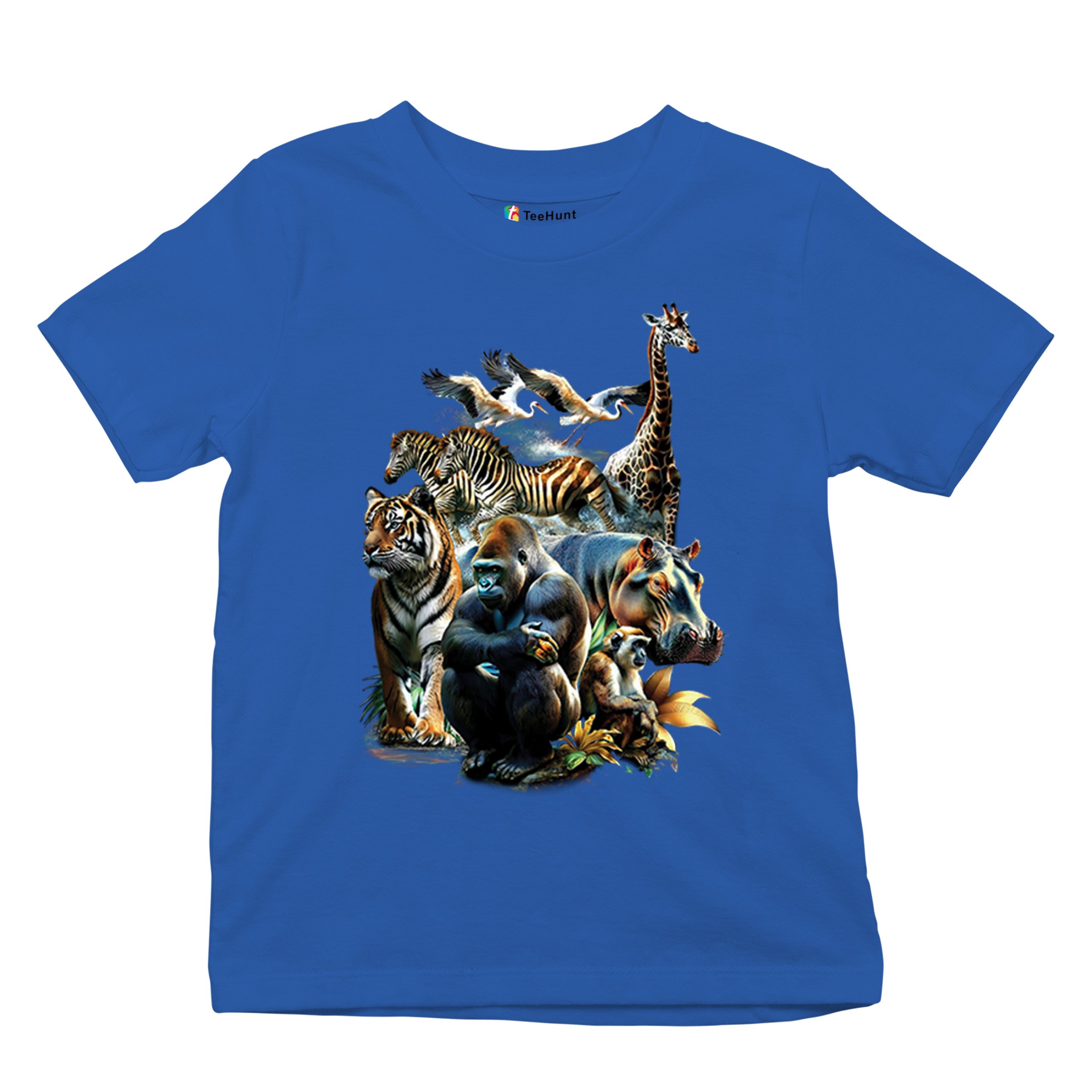 Zoo Collage Youth T-shirt Gorilla Jungle Safari Wildlife Animals Nature Kids - Picture 41 of 50