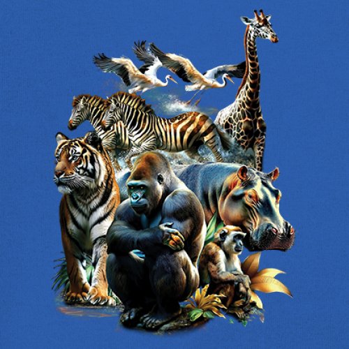 Zoo Collage Youth T-shirt Gorilla Jungle Safari Wildlife Animals Nature Kids - Picture 39 of 50