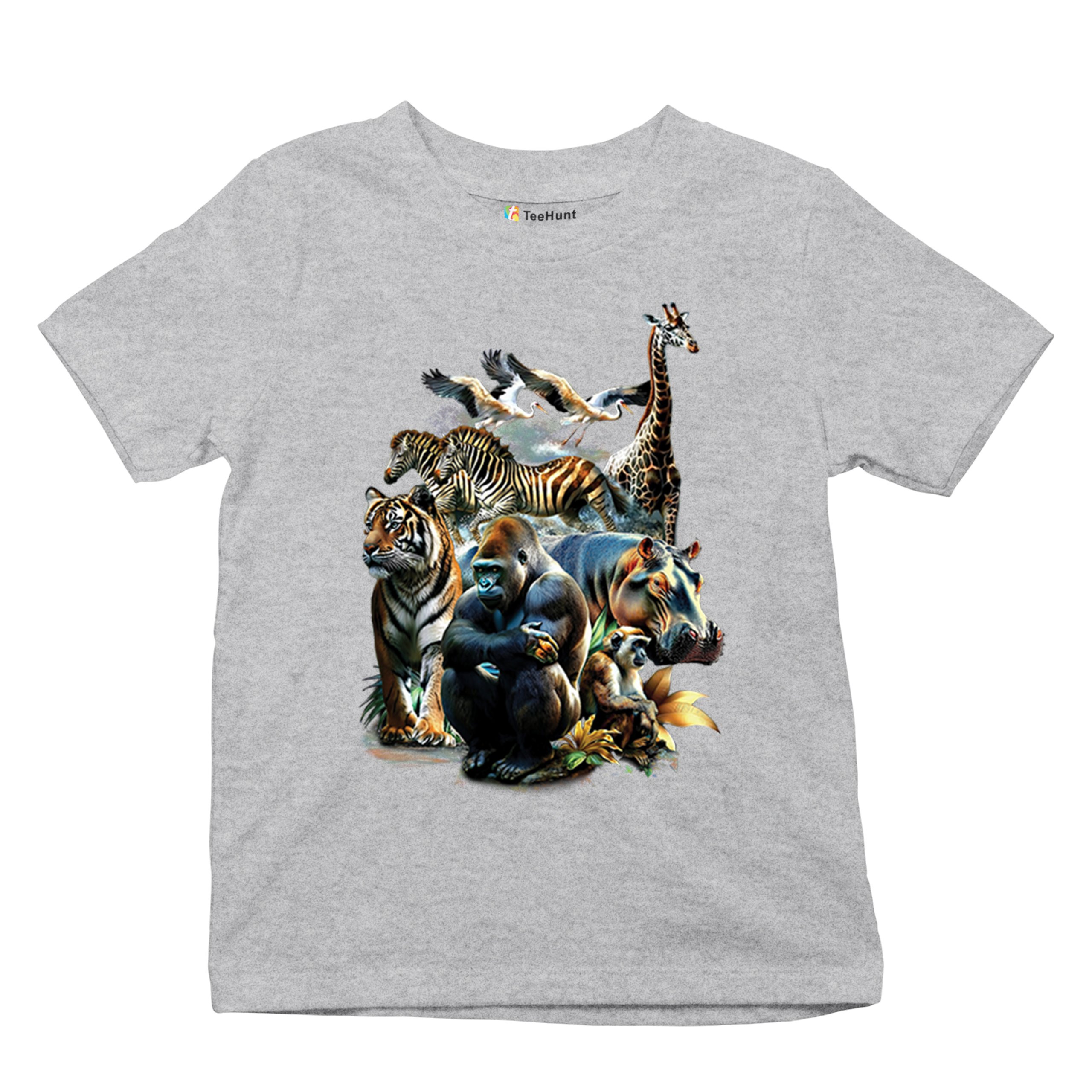 Zoo Collage Youth T-shirt Gorilla Jungle Safari Wildlife Animals Nature Kids - Picture 13 of 50