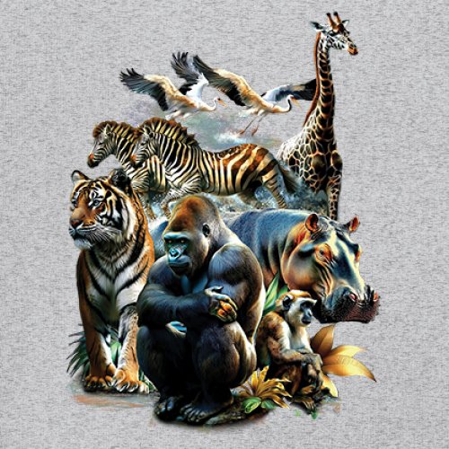 Zoo Collage Youth T-shirt Gorilla Jungle Safari Wildlife Animals Nature Kids - Picture 11 of 50