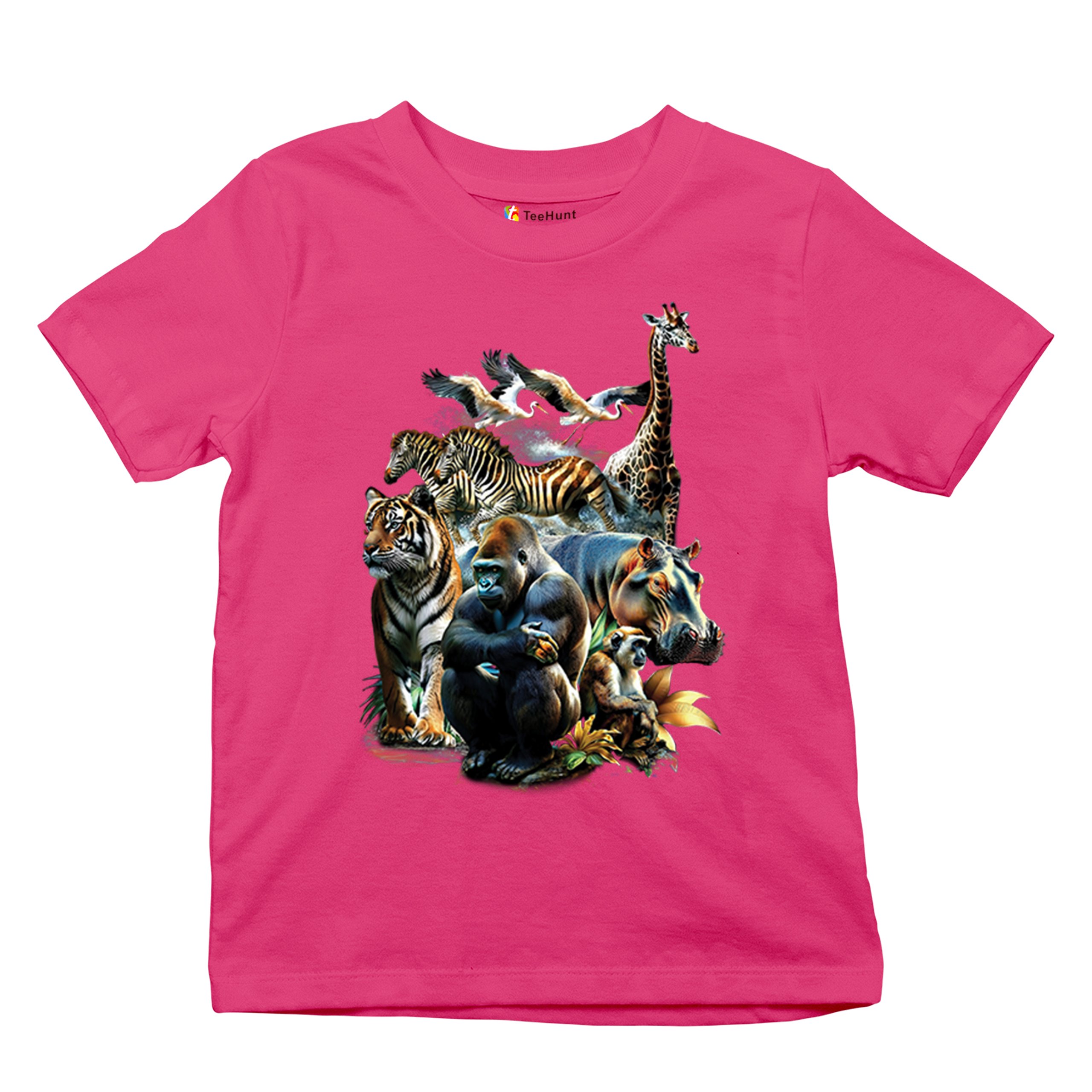 Zoo Collage Youth T-shirt Gorilla Jungle Safari Wildlife Animals Nature Kids - Picture 48 of 50