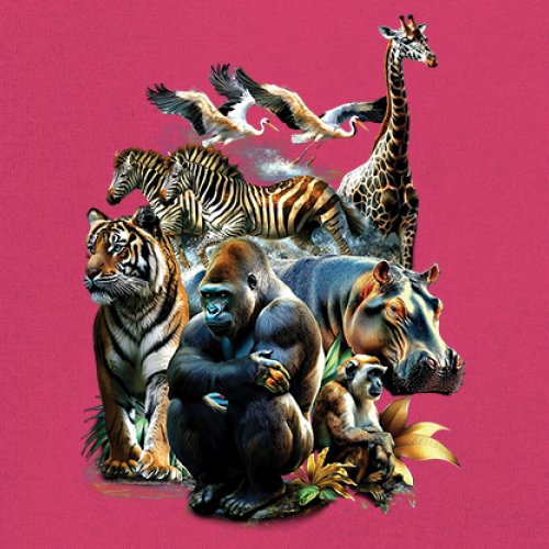 Zoo Collage Youth T-shirt Gorilla Jungle Safari Wildlife Animals Nature Kids - Picture 46 of 50