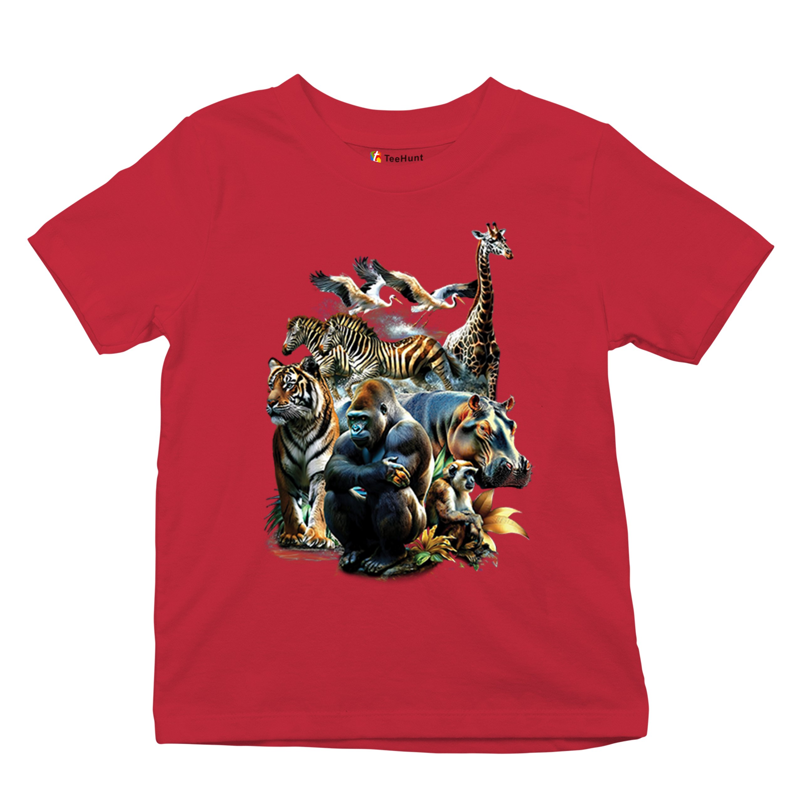 Zoo Collage Youth T-shirt Gorilla Jungle Safari Wildlife Animals Nature Kids - Picture 20 of 50