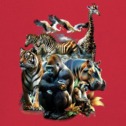 Zoo Collage Youth T-shirt Gorilla Jungle Safari Wildlife Animals Nature Kids - Picture 18 of 50
