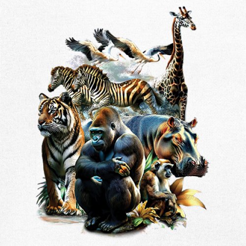 Zoo Collage Youth T-shirt Gorilla Jungle Safari Wildlife Animals Nature Kids - Picture 25 of 50