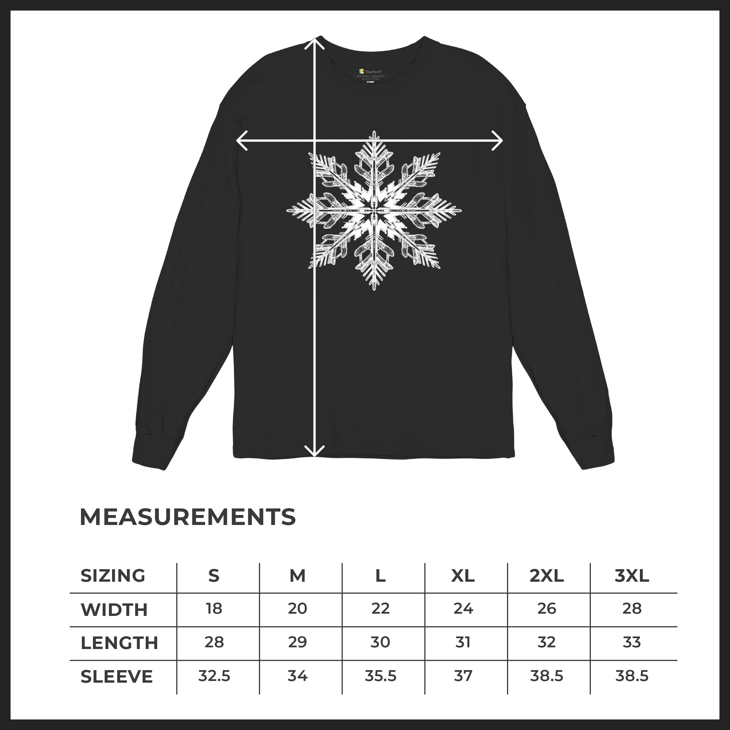 Snowflake Long Sleeve T-shirt Christmas Holiday Spirit Secret Santa Gift Idea - Picture 15 of 50