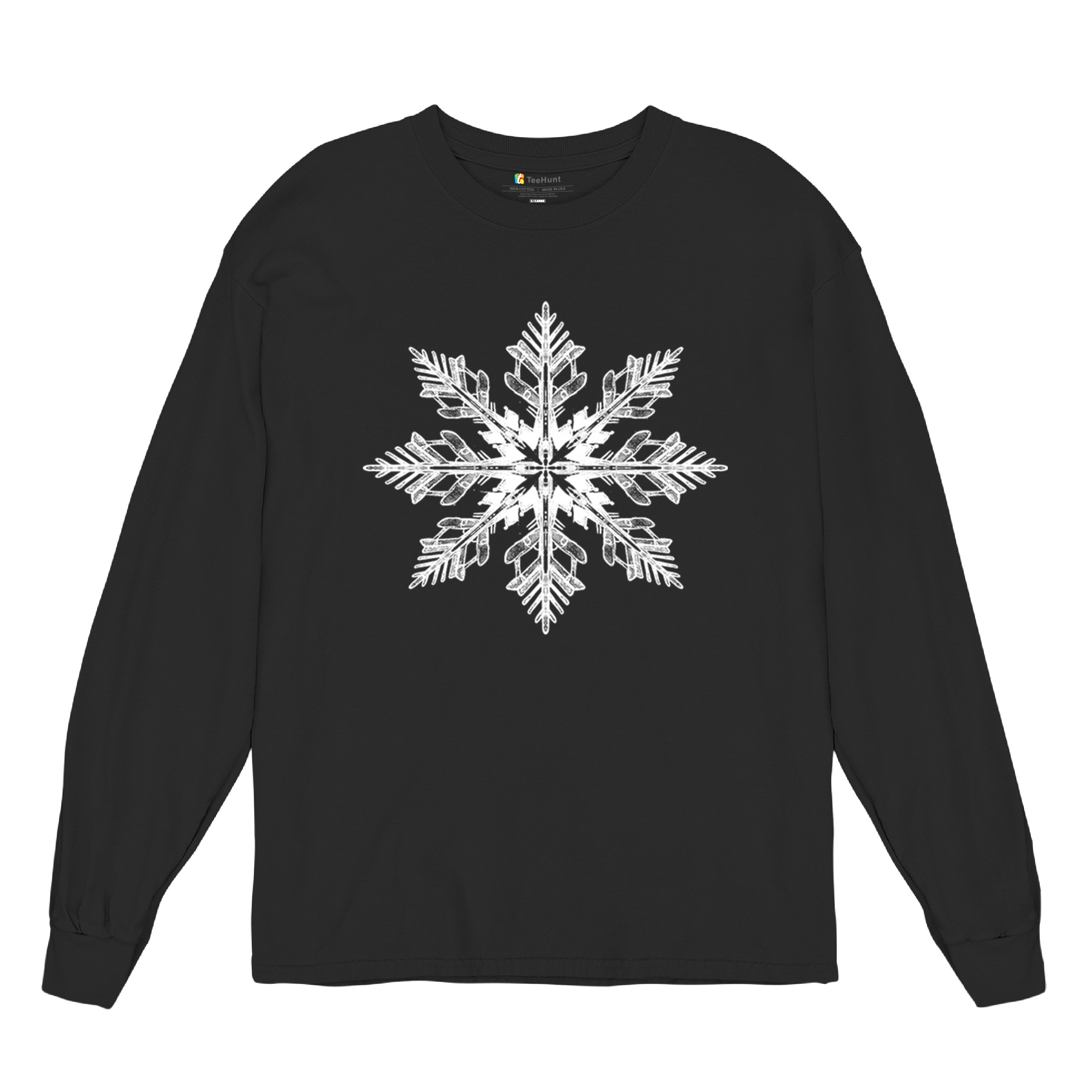 Snowflake Long Sleeve T-shirt Christmas Holiday Spirit Secret Santa Gift Idea - Picture 13 of 50