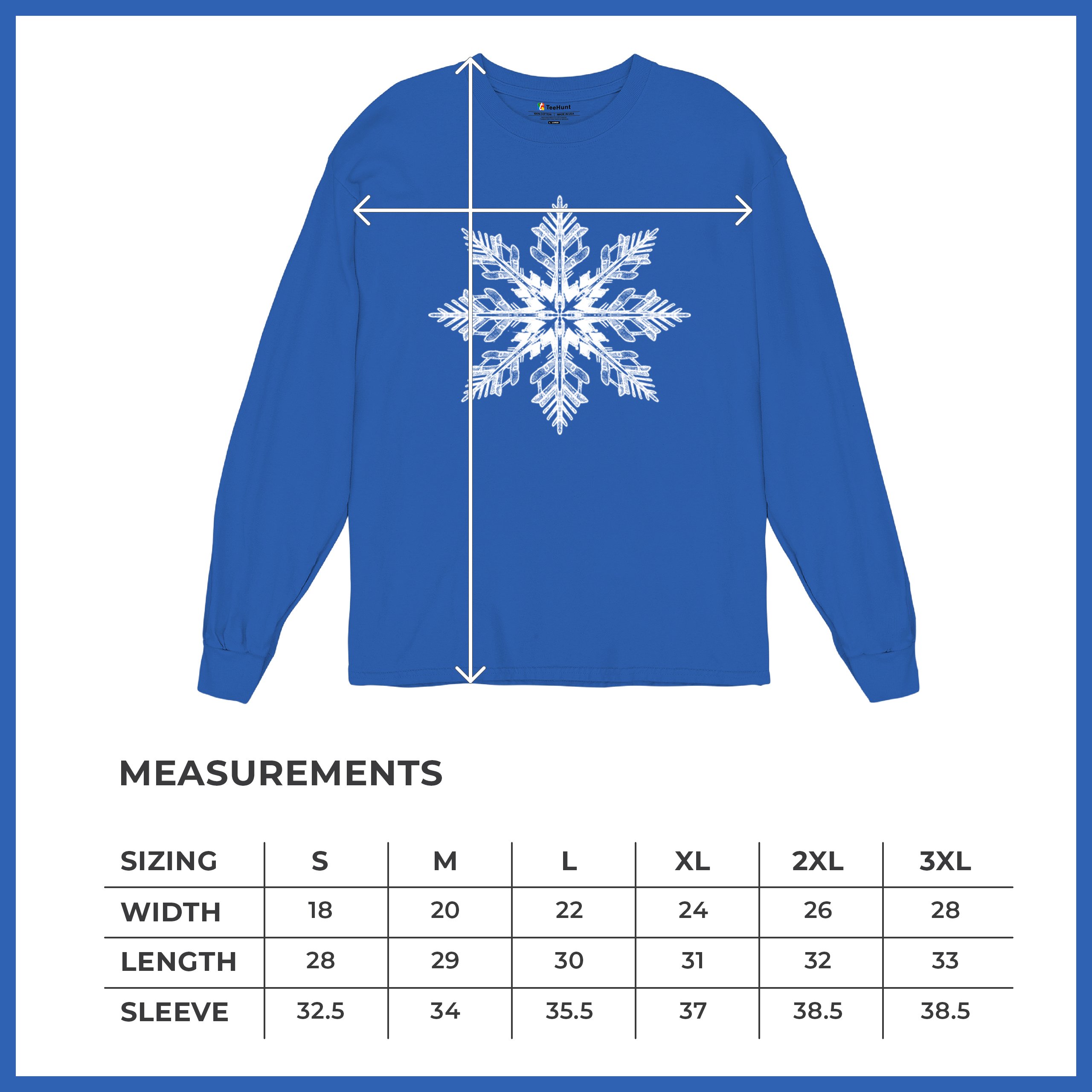 Snowflake Long Sleeve T-shirt Christmas Holiday Spirit Secret Santa Gift Idea - Picture 50 of 50