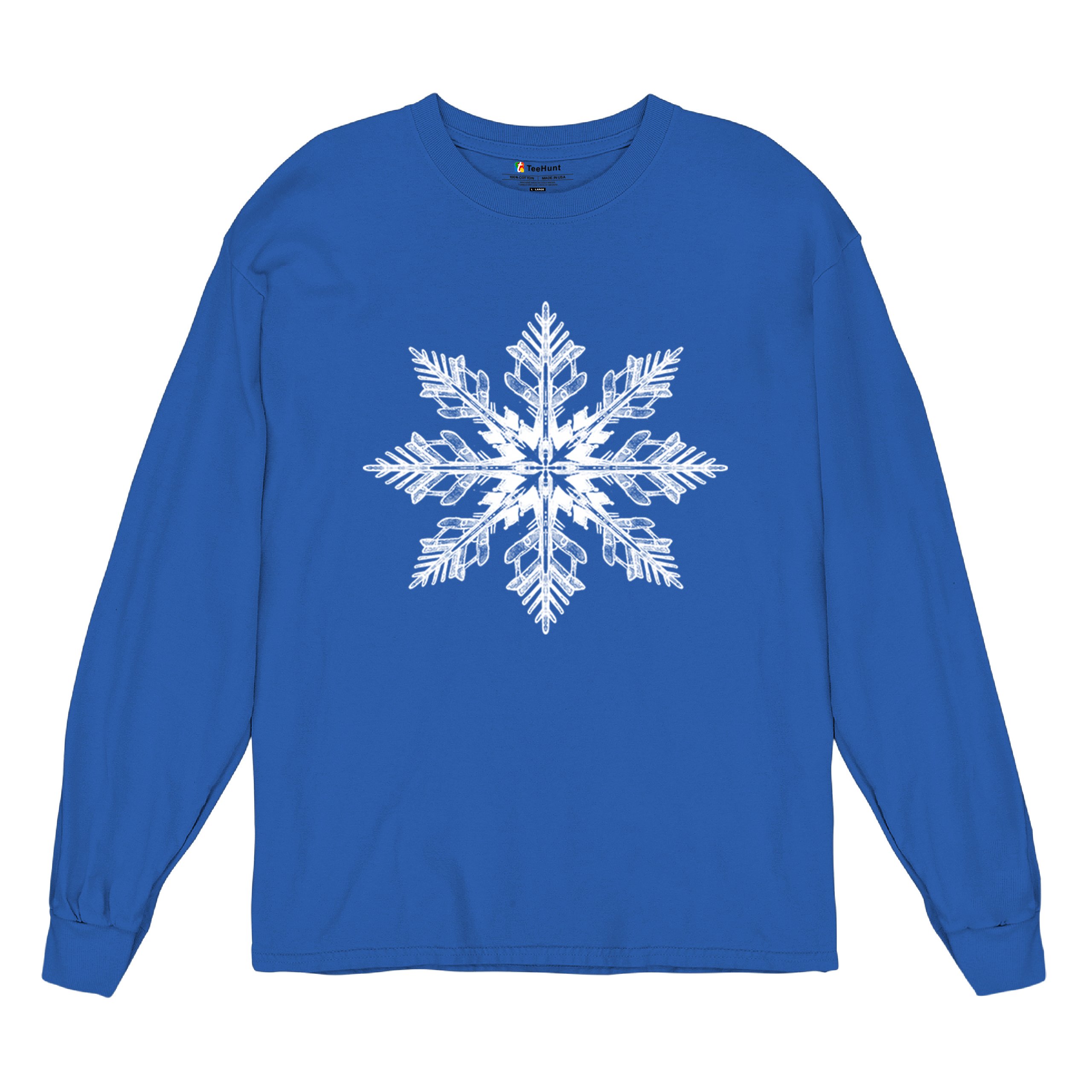 Snowflake Long Sleeve T-shirt Christmas Holiday Spirit Secret Santa Gift Idea - Picture 48 of 50