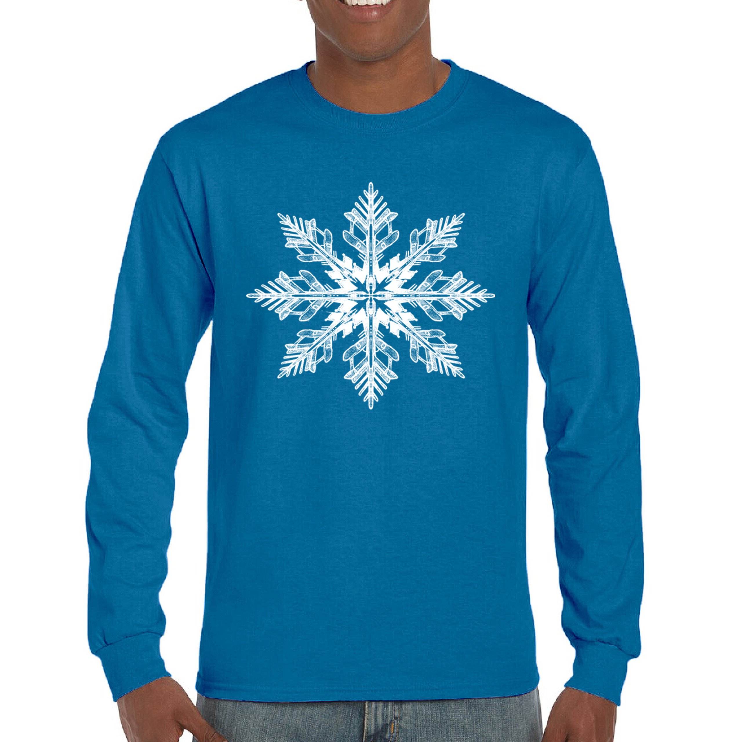 Snowflake Long Sleeve T-shirt Christmas Holiday Spirit Secret Santa Gift Idea - Picture 44 of 50