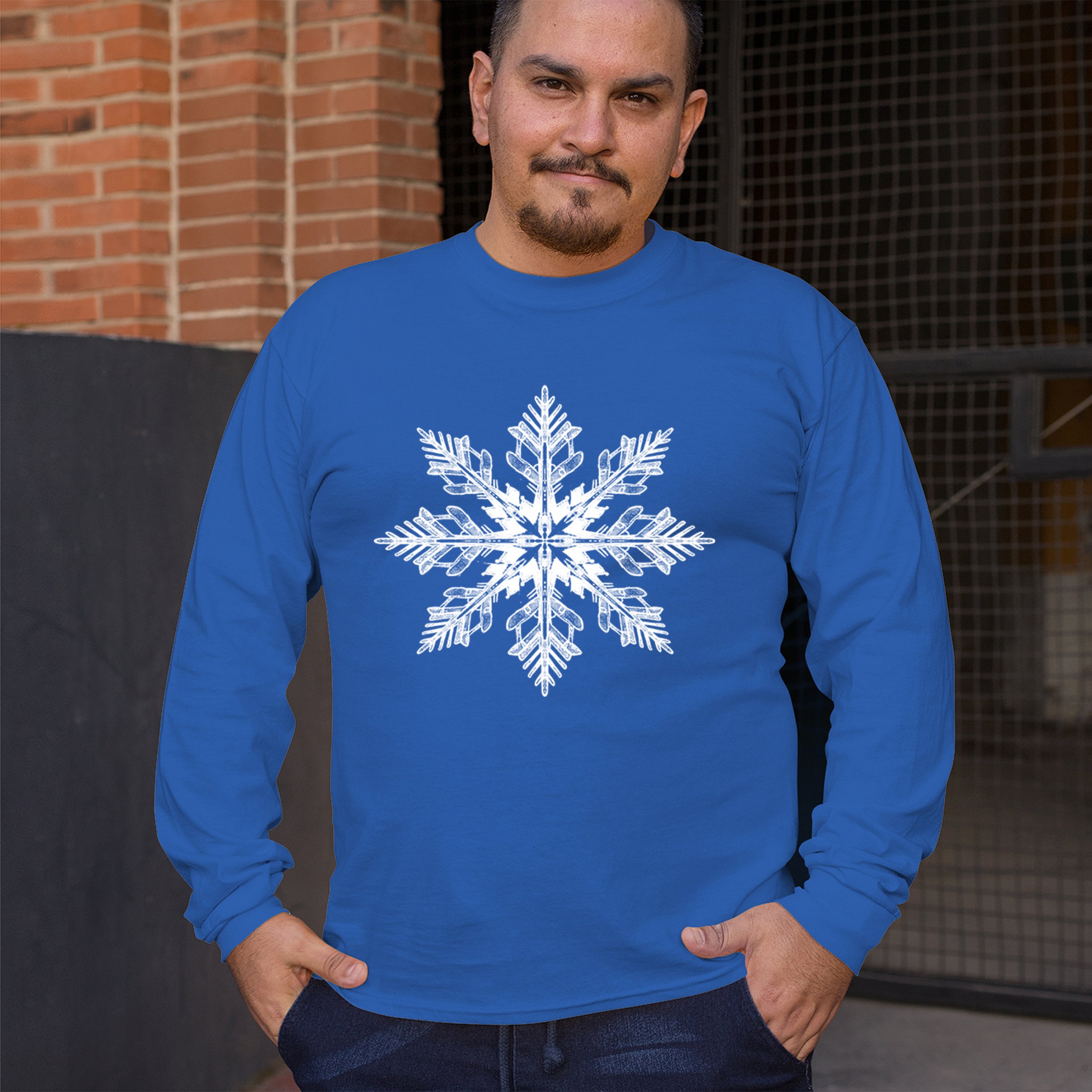 Snowflake Long Sleeve T-shirt Christmas Holiday Spirit Secret Santa Gift Idea - Picture 47 of 50