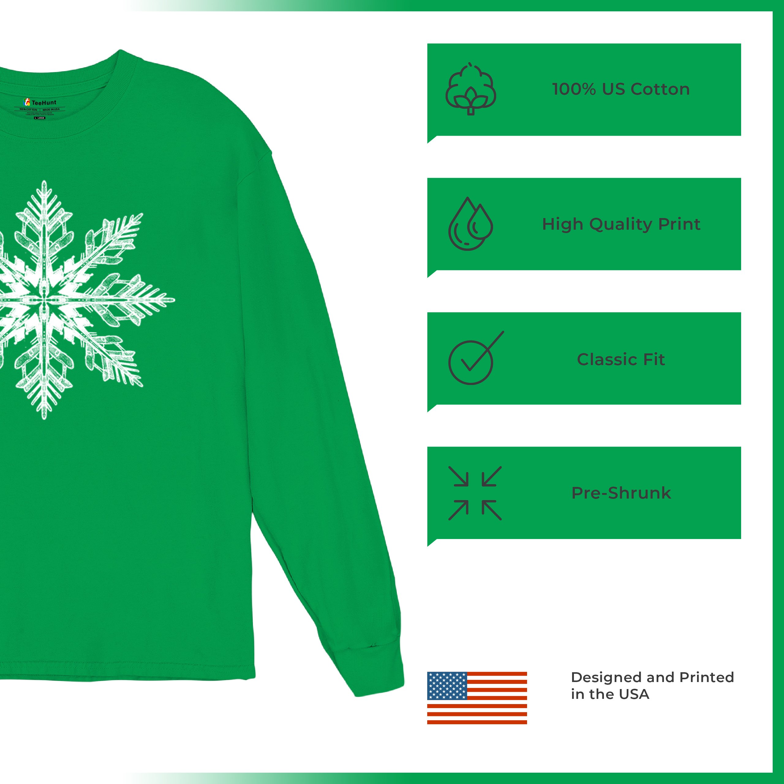Snowflake Long Sleeve T-shirt Christmas Holiday Spirit Secret Santa Gift Idea - Picture 35 of 50
