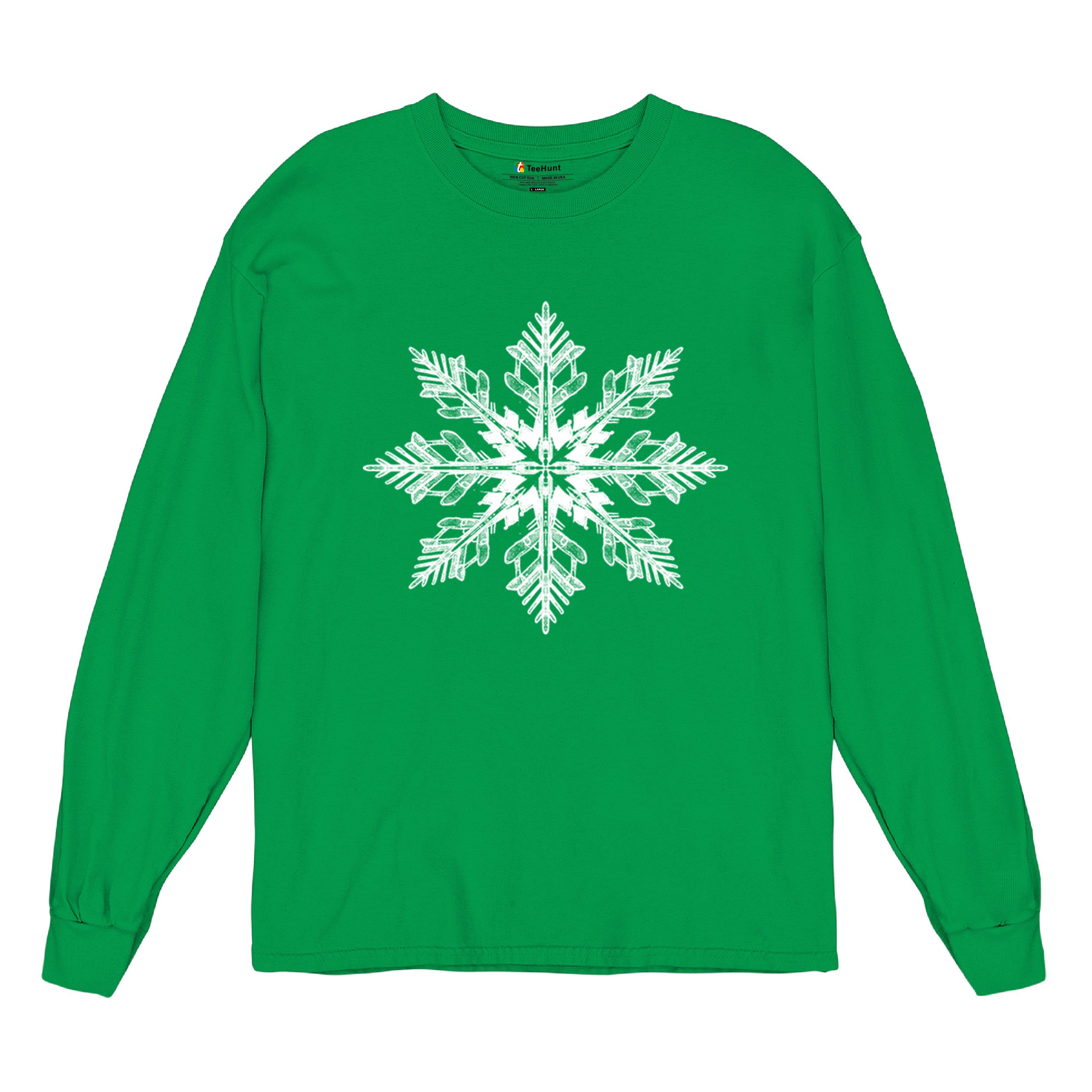 Snowflake Long Sleeve T-shirt Christmas Holiday Spirit Secret Santa Gift Idea - Picture 34 of 50