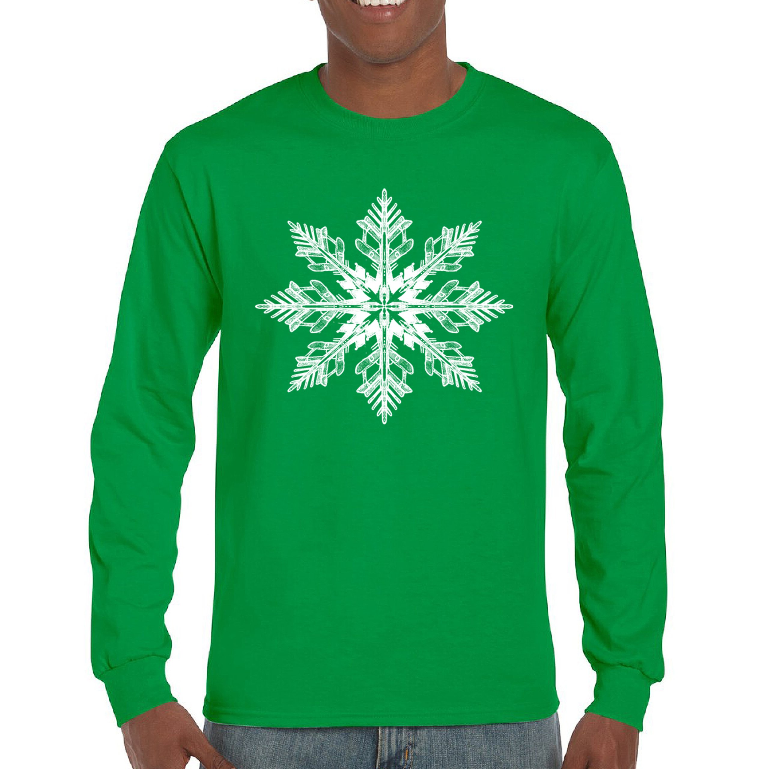 Snowflake Long Sleeve T-shirt Christmas Holiday Spirit Secret Santa Gift Idea - Picture 30 of 50