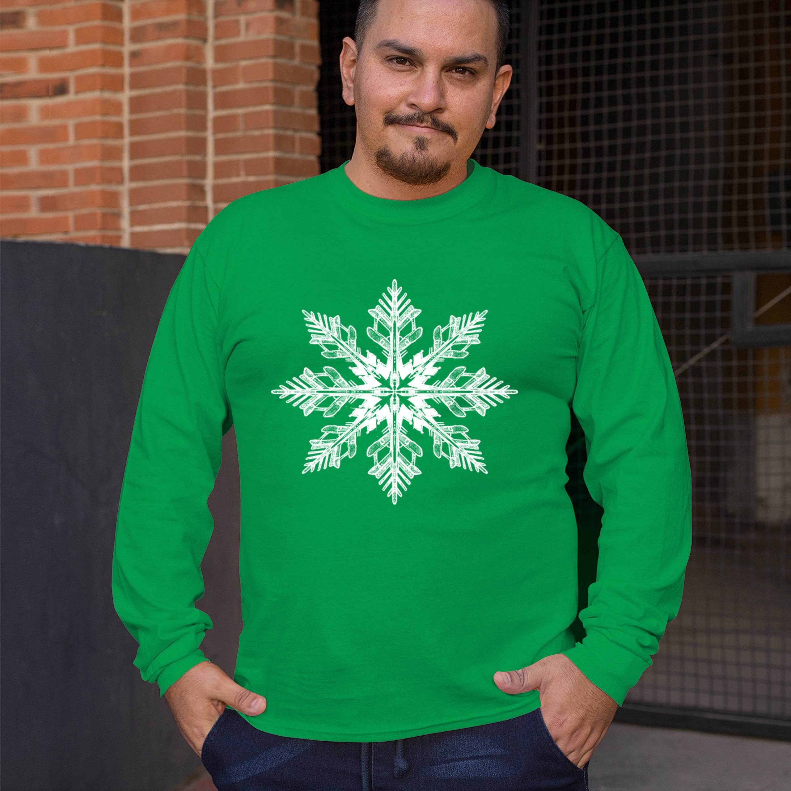 Snowflake Long Sleeve T-shirt Christmas Holiday Spirit Secret Santa Gift Idea - Picture 33 of 50