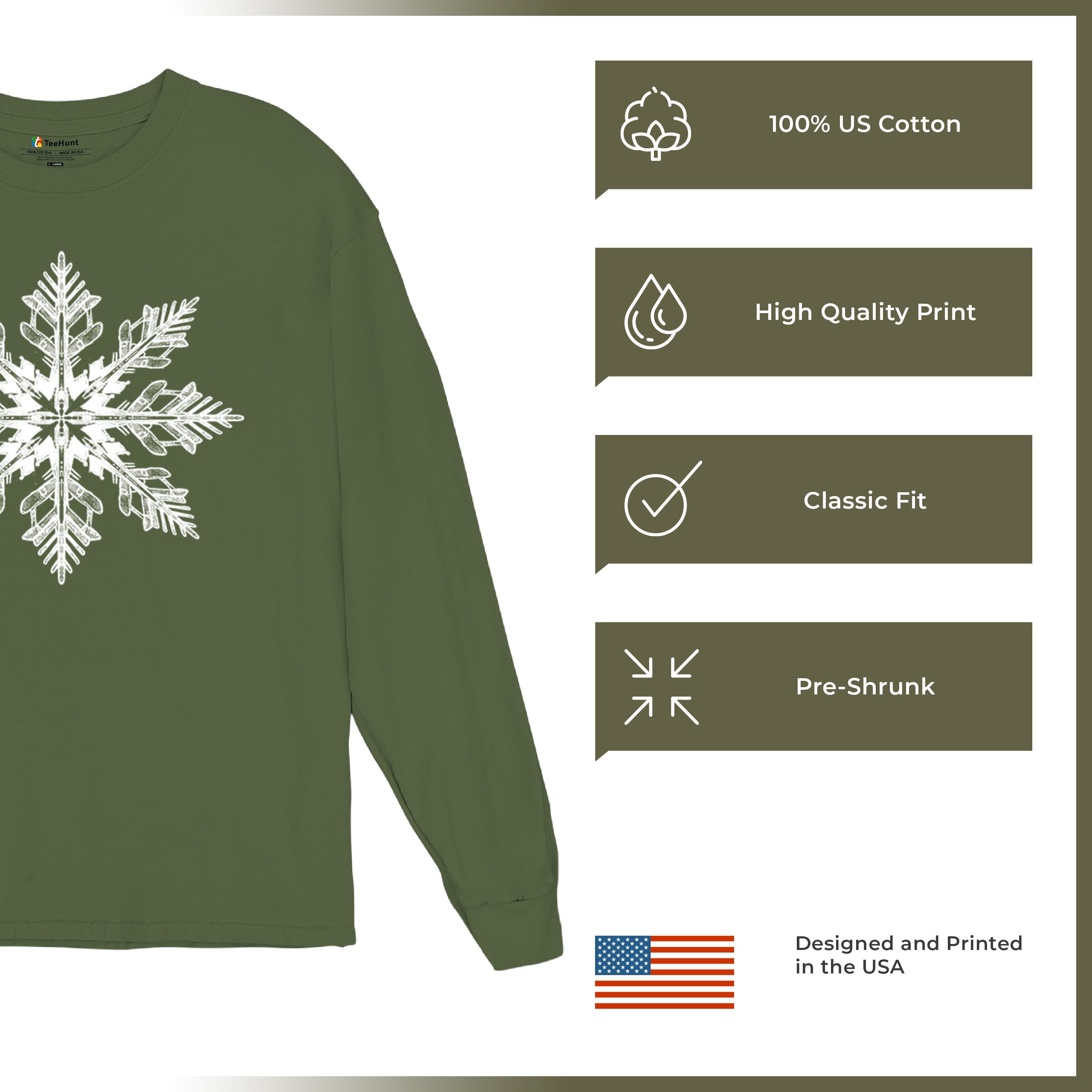 Snowflake Long Sleeve T-shirt Christmas Holiday Spirit Secret Santa Gift Idea - Picture 42 of 50