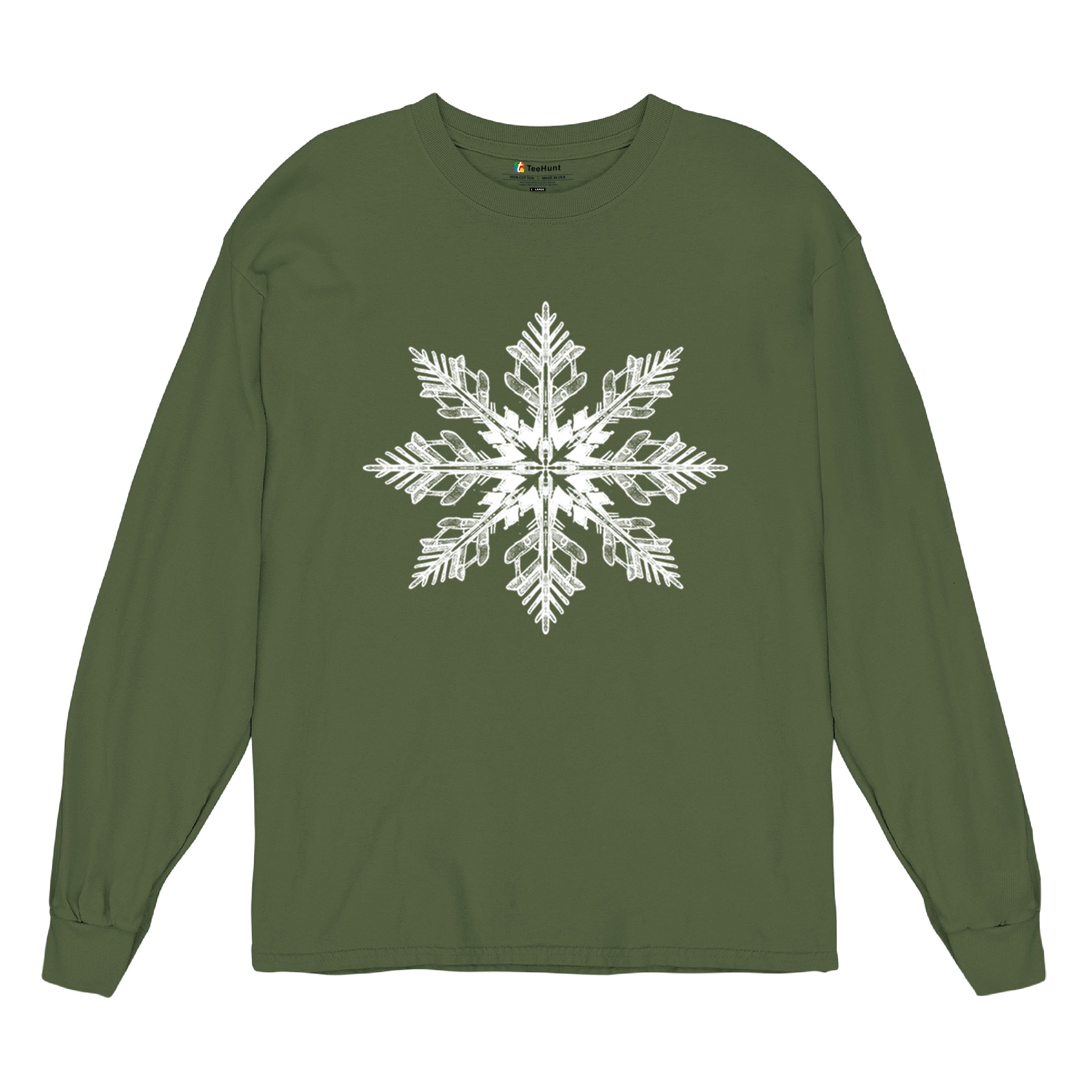 Snowflake Long Sleeve T-shirt Christmas Holiday Spirit Secret Santa Gift Idea - Picture 41 of 50
