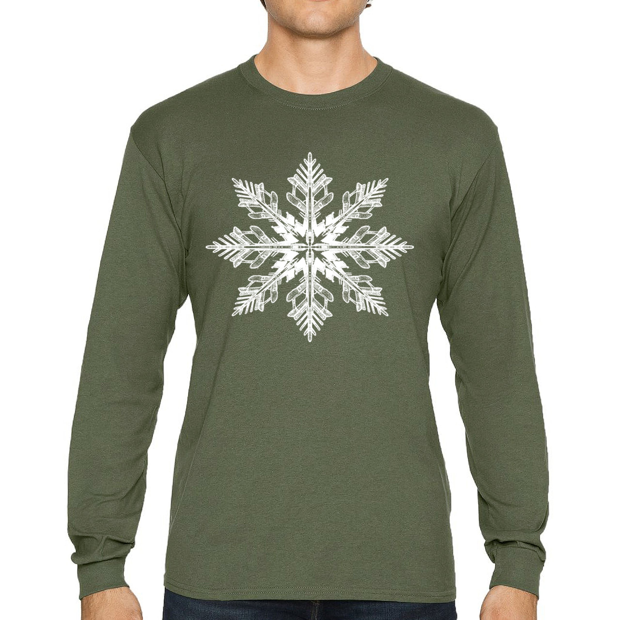 Snowflake Long Sleeve T-shirt Christmas Holiday Spirit Secret Santa Gift Idea - Picture 37 of 50