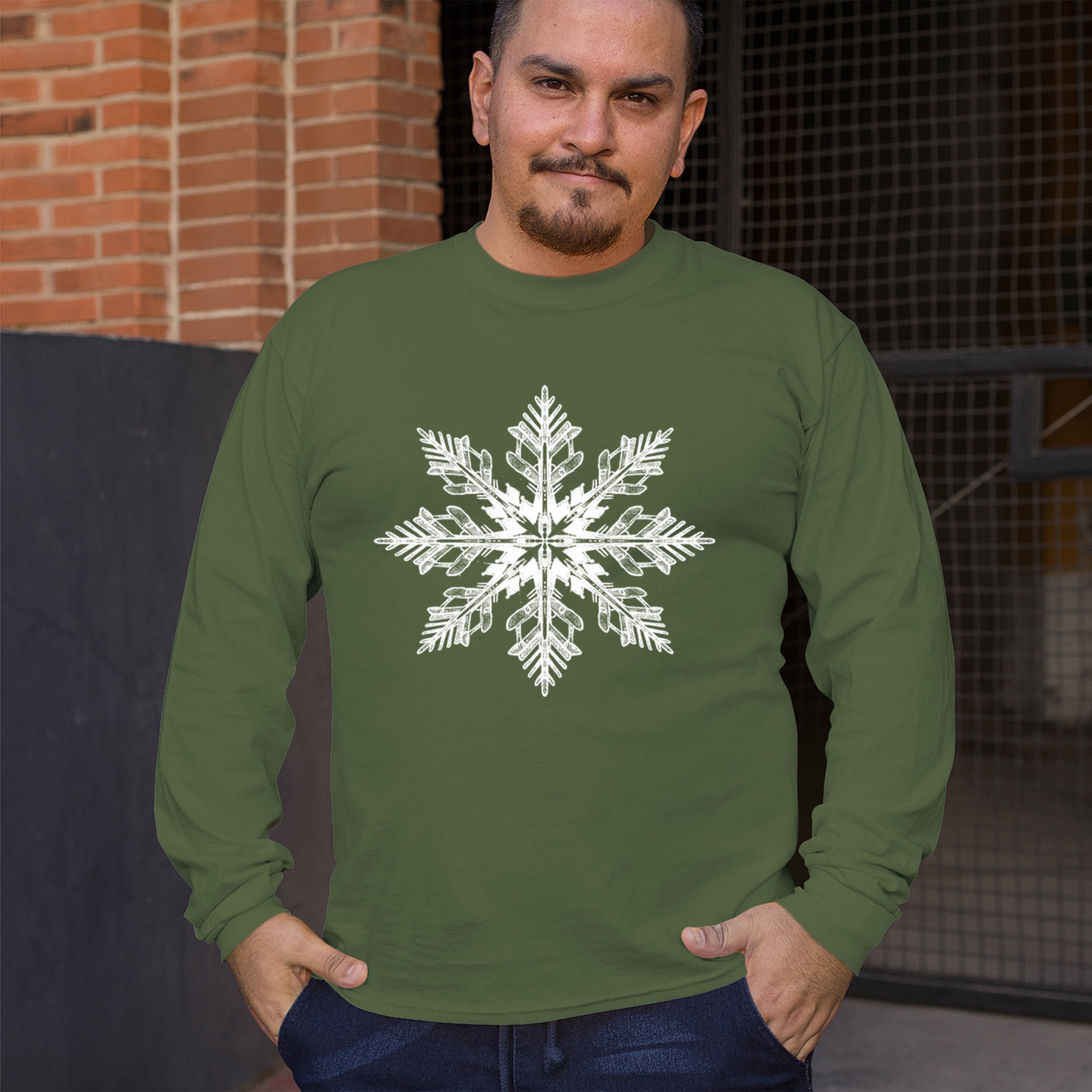 Snowflake Long Sleeve T-shirt Christmas Holiday Spirit Secret Santa Gift Idea - Picture 40 of 50