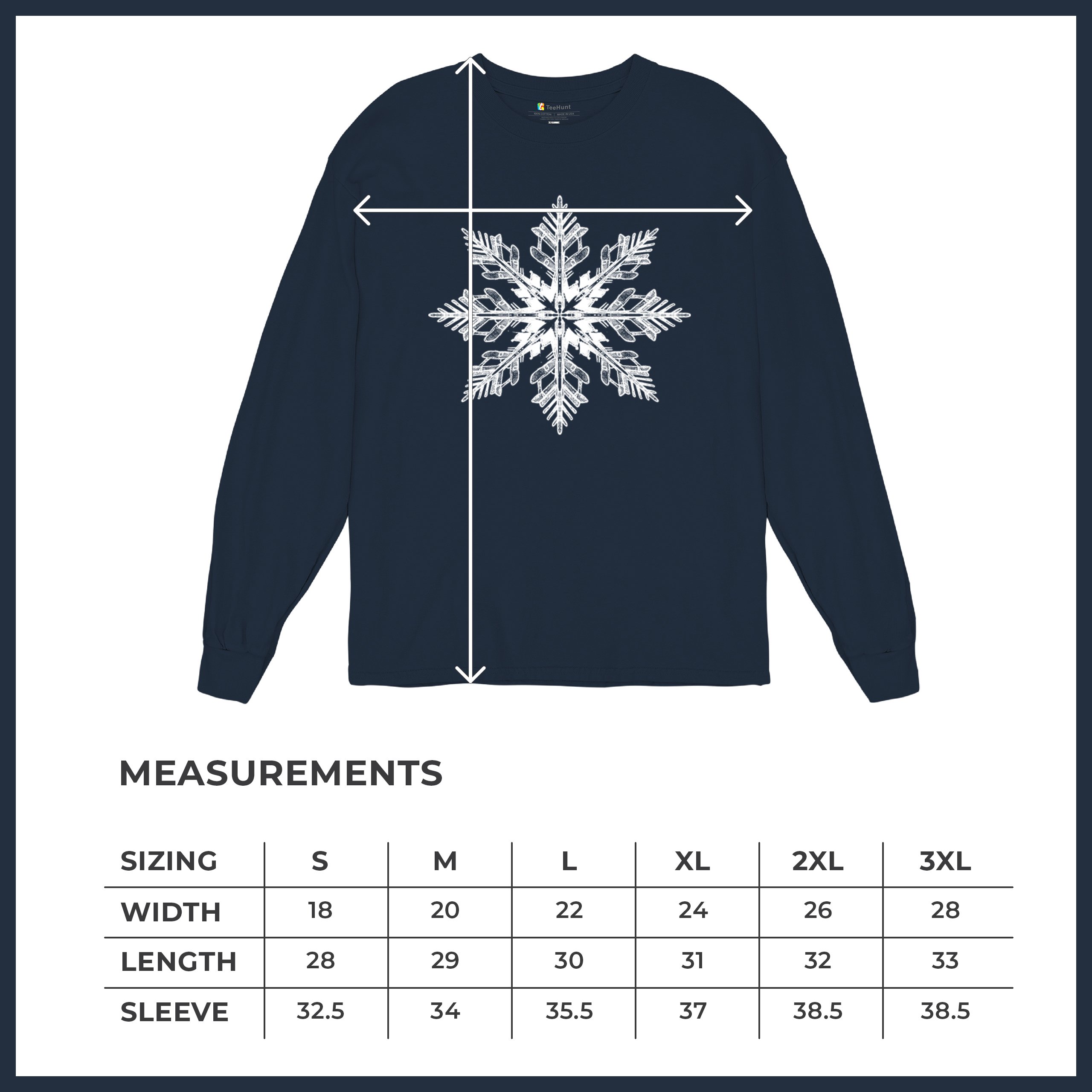 Snowflake Long Sleeve T-shirt Christmas Holiday Spirit Secret Santa Gift Idea - Picture 29 of 50