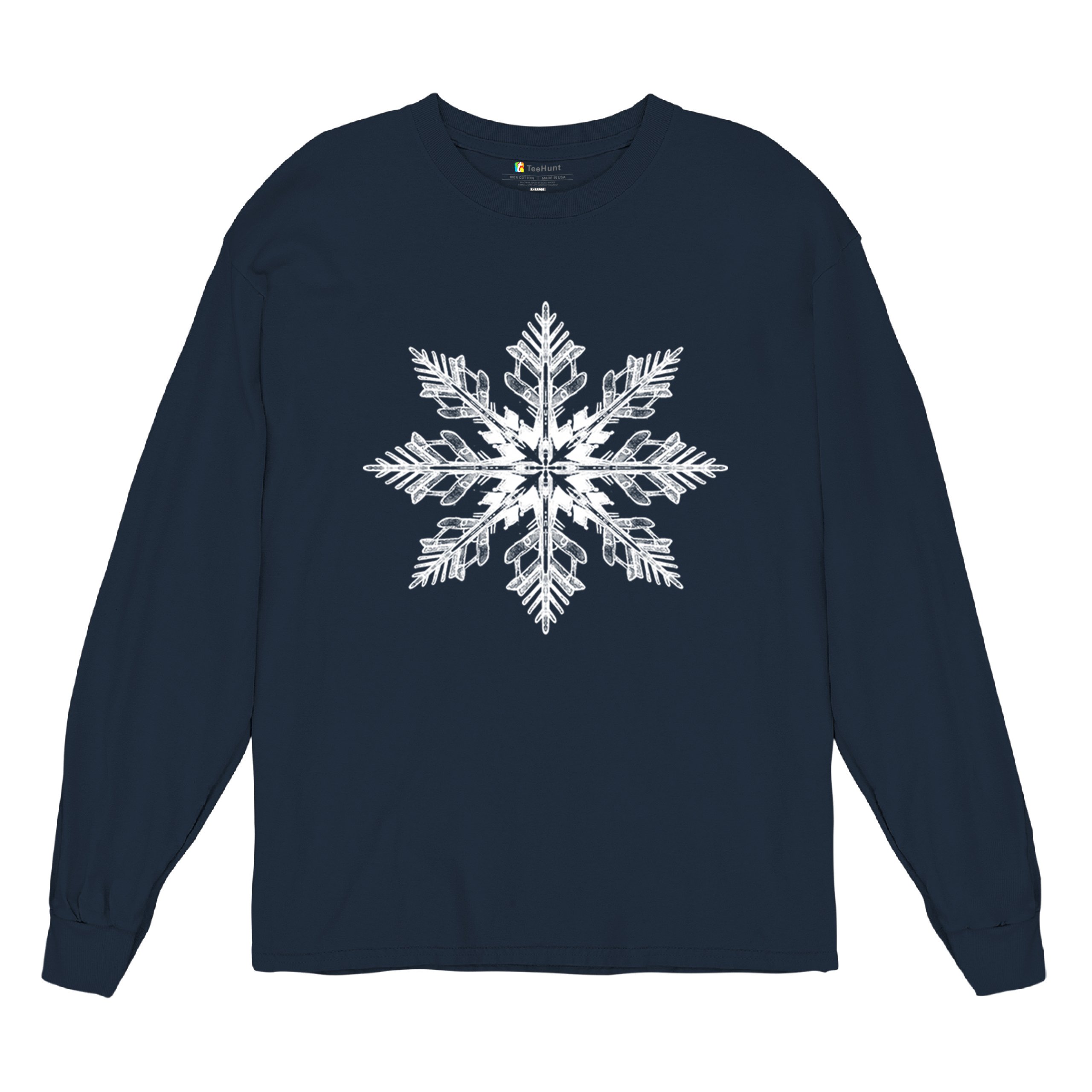 Snowflake Long Sleeve T-shirt Christmas Holiday Spirit Secret Santa Gift Idea - Picture 27 of 50
