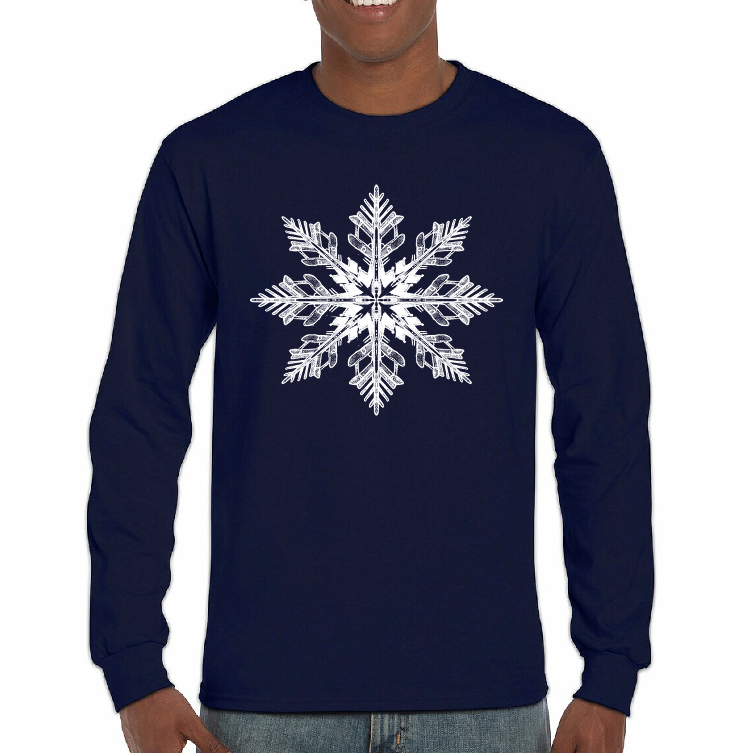 Snowflake Long Sleeve T-shirt Christmas Holiday Spirit Secret Santa Gift Idea - Picture 23 of 50