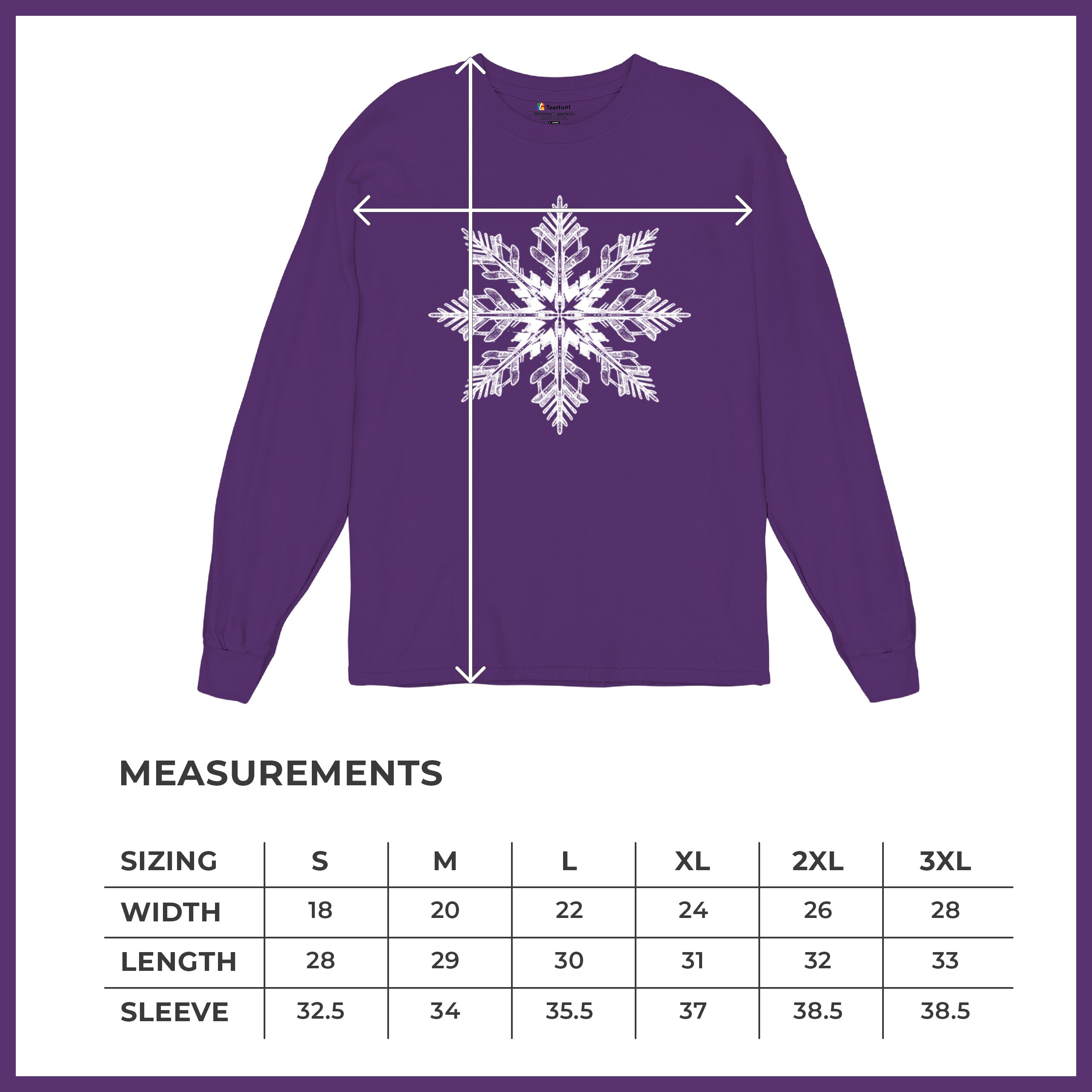 Snowflake Long Sleeve T-shirt Christmas Holiday Spirit Secret Santa Gift Idea - Picture 22 of 50
