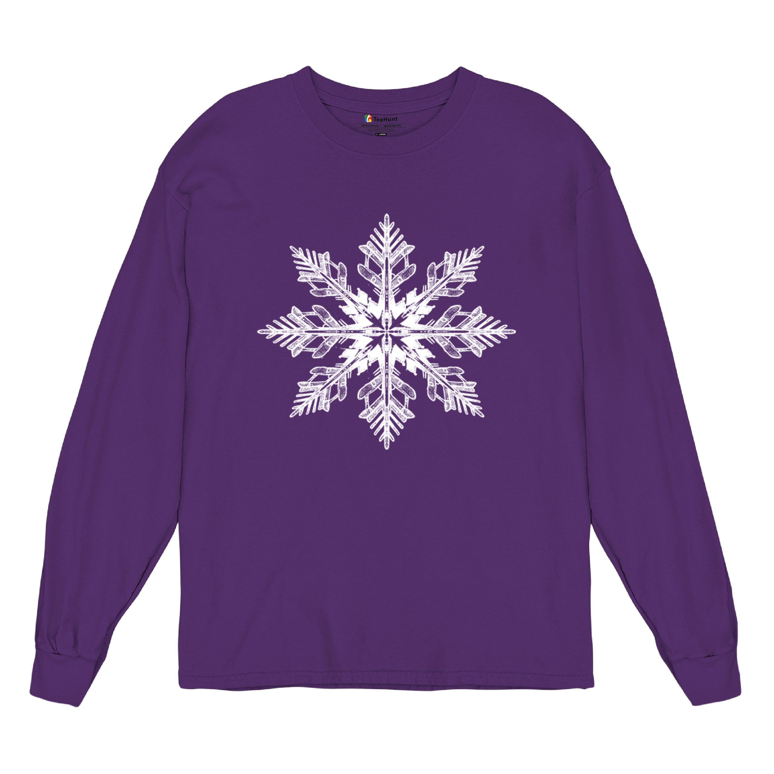 Snowflake Long Sleeve T-shirt Christmas Holiday Spirit Secret Santa Gift Idea - Picture 20 of 50