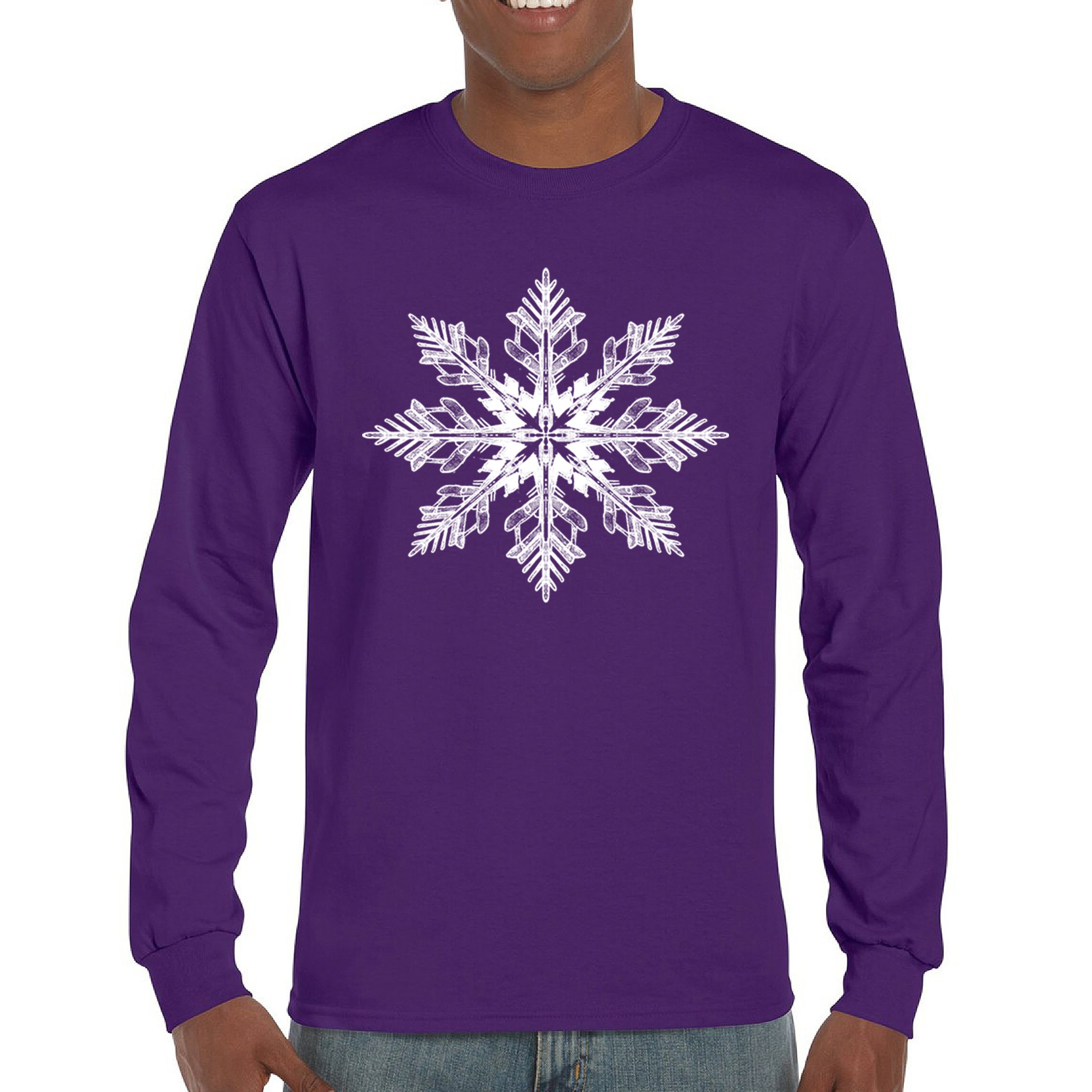 Snowflake Long Sleeve T-shirt Christmas Holiday Spirit Secret Santa Gift Idea - Picture 16 of 50