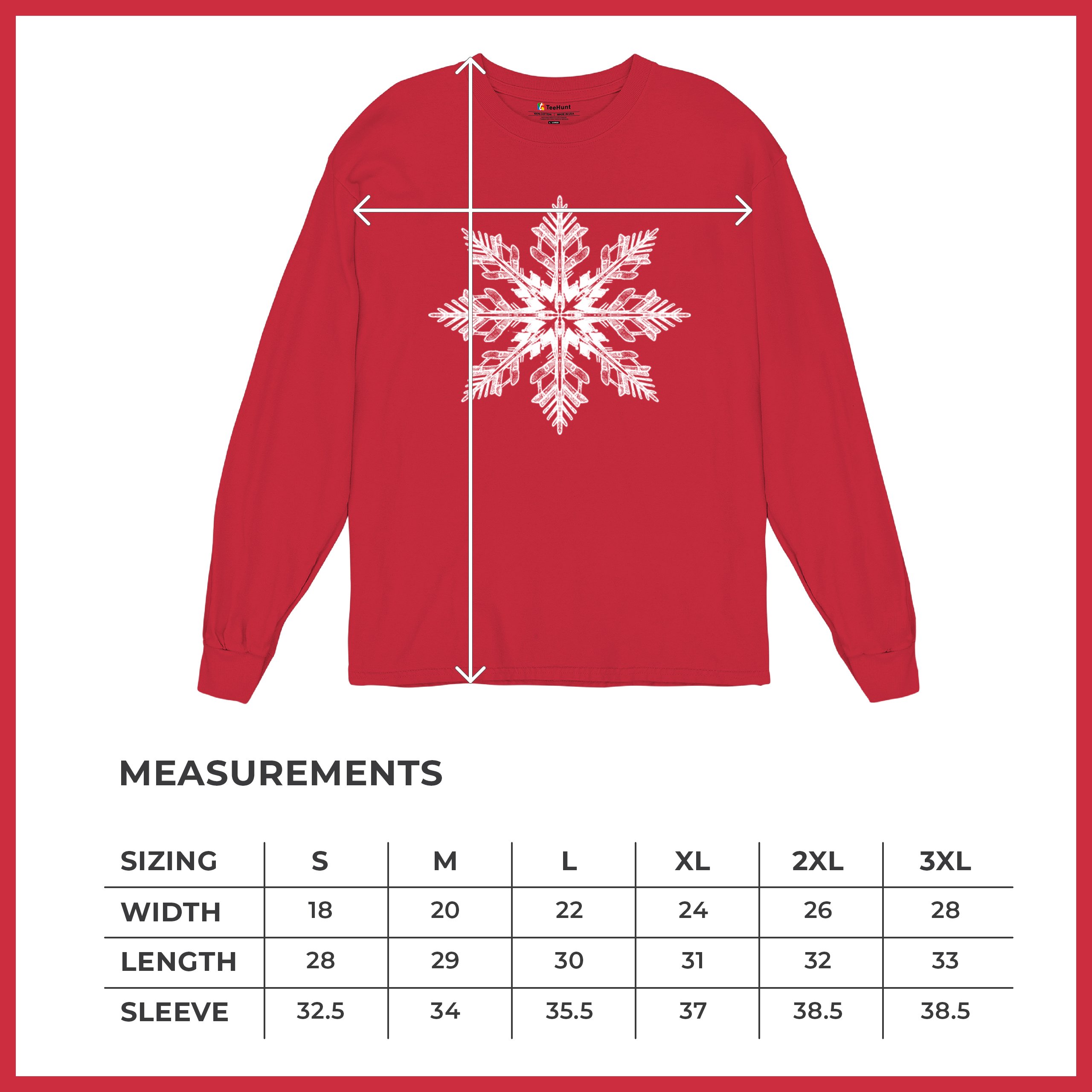 Snowflake Long Sleeve T-shirt Christmas Holiday Spirit Secret Santa Gift Idea - Picture 8 of 50