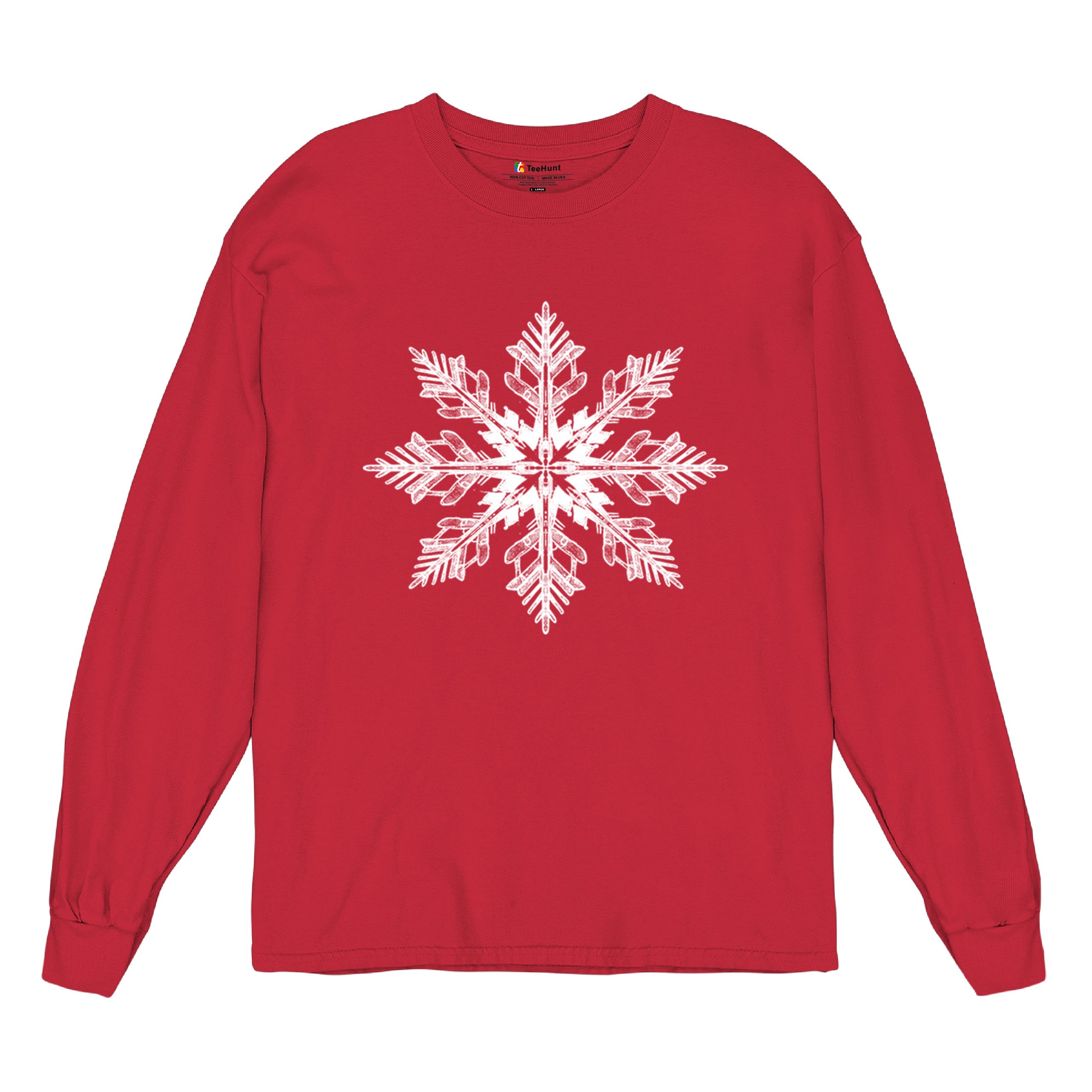Snowflake Long Sleeve T-shirt Christmas Holiday Spirit Secret Santa Gift Idea - Picture 6 of 50