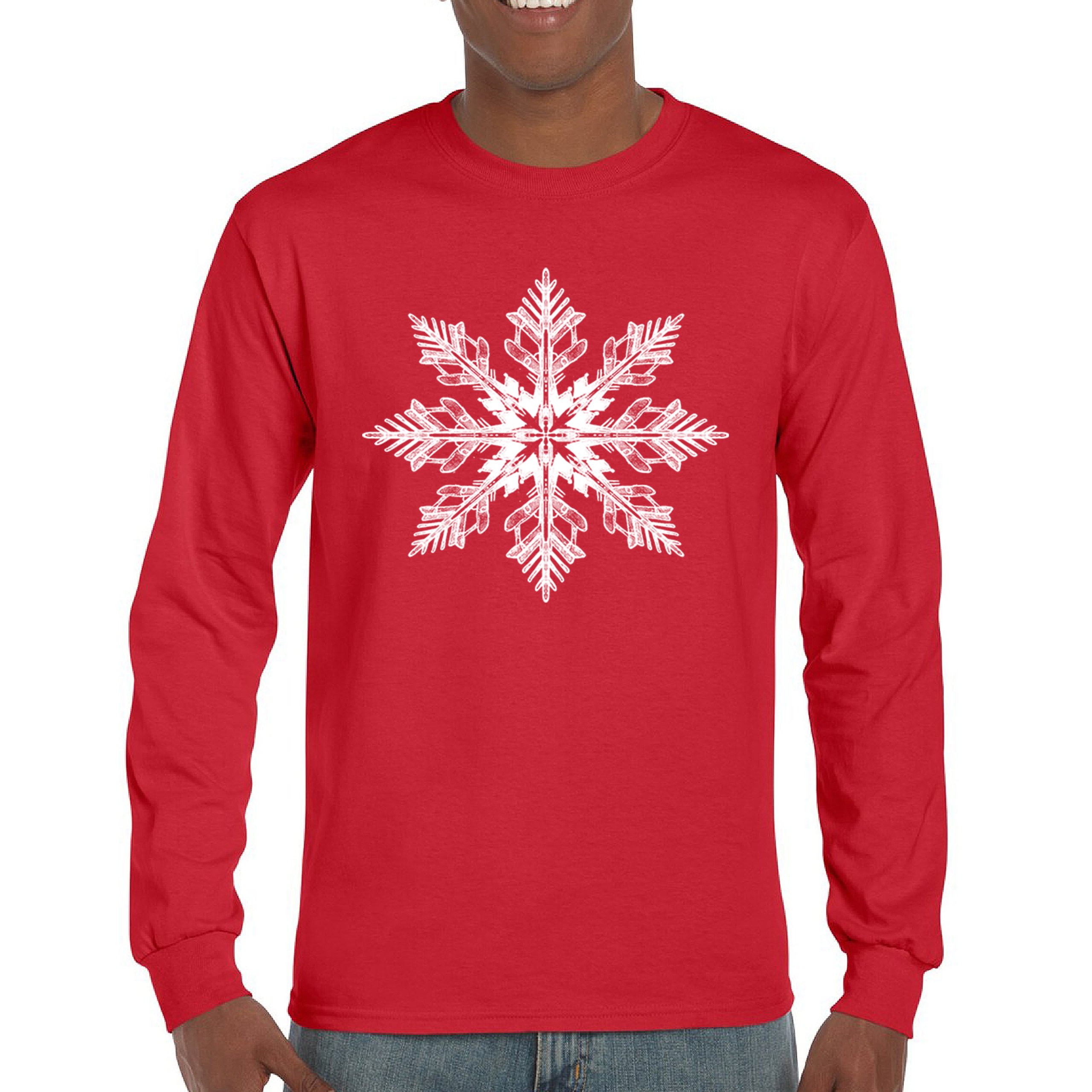 Snowflake Long Sleeve T-shirt Christmas Holiday Spirit Secret Santa Gift Idea - Picture 2 of 50