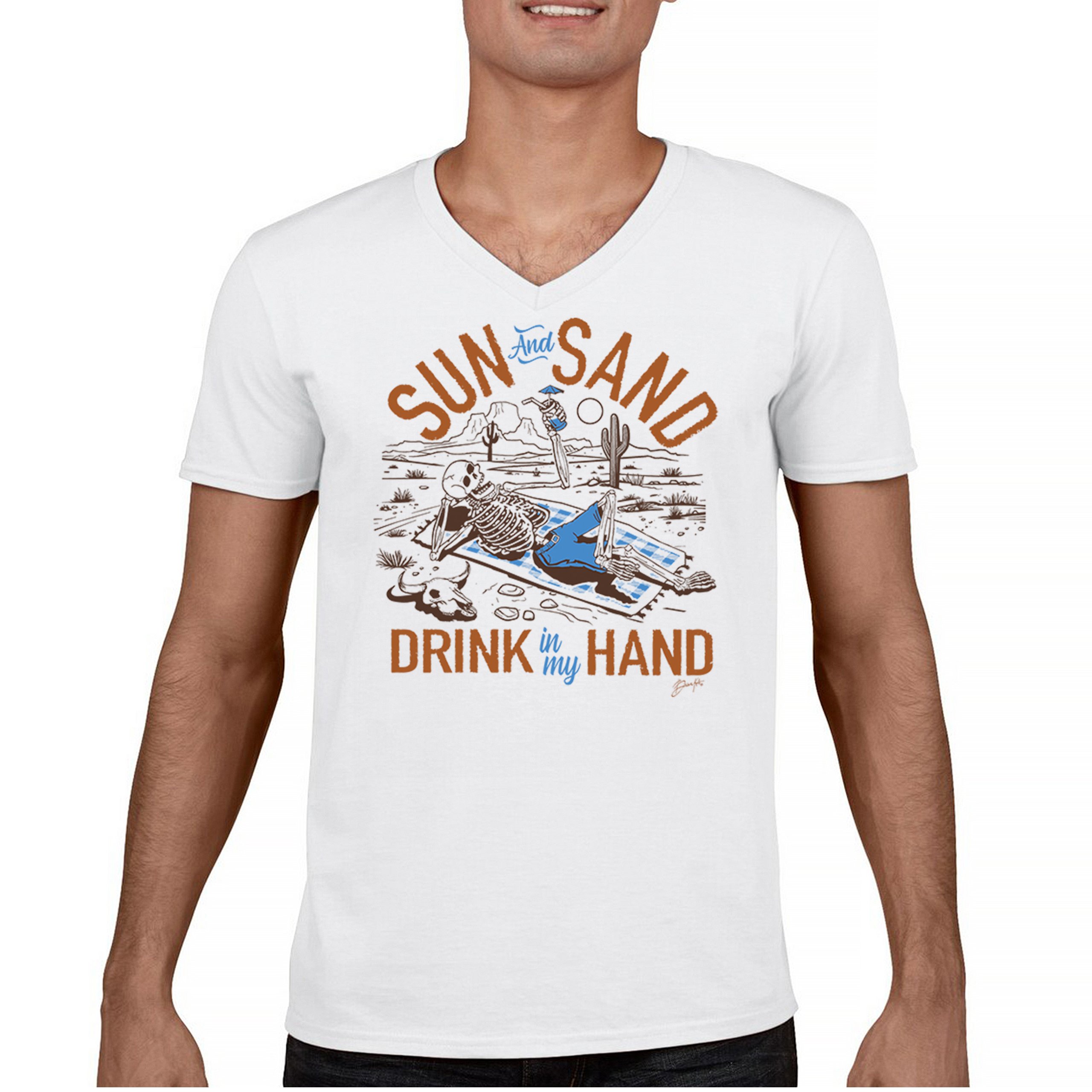 ALTRA T shirt collo a V Sun and Sand Drink in My Hand divertente t shirt da spiaggia secca