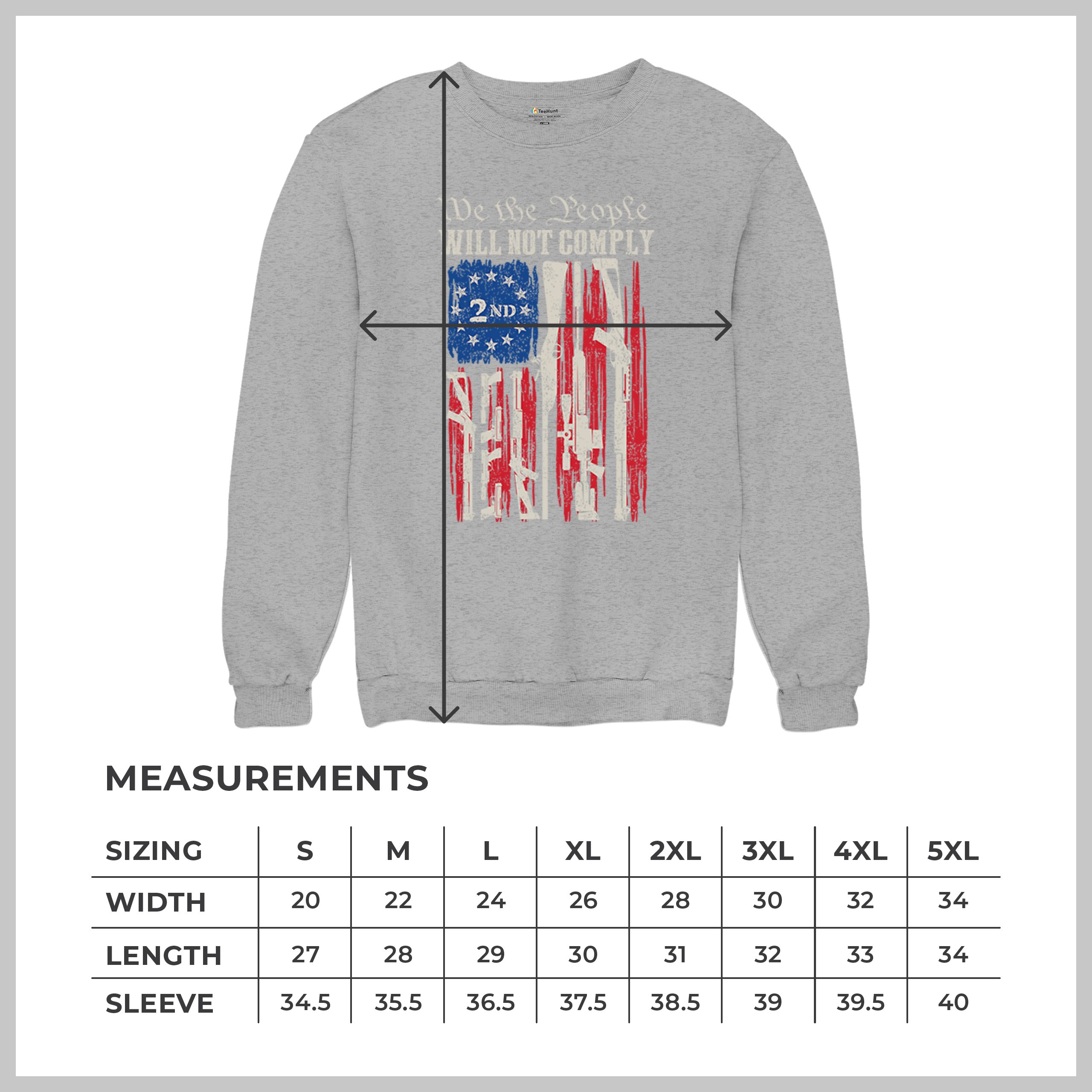 We People Will Not Comply Sweatshirt 2nd Amendment USA Flag Gun Rights Crewneck - Picture 15 of 29