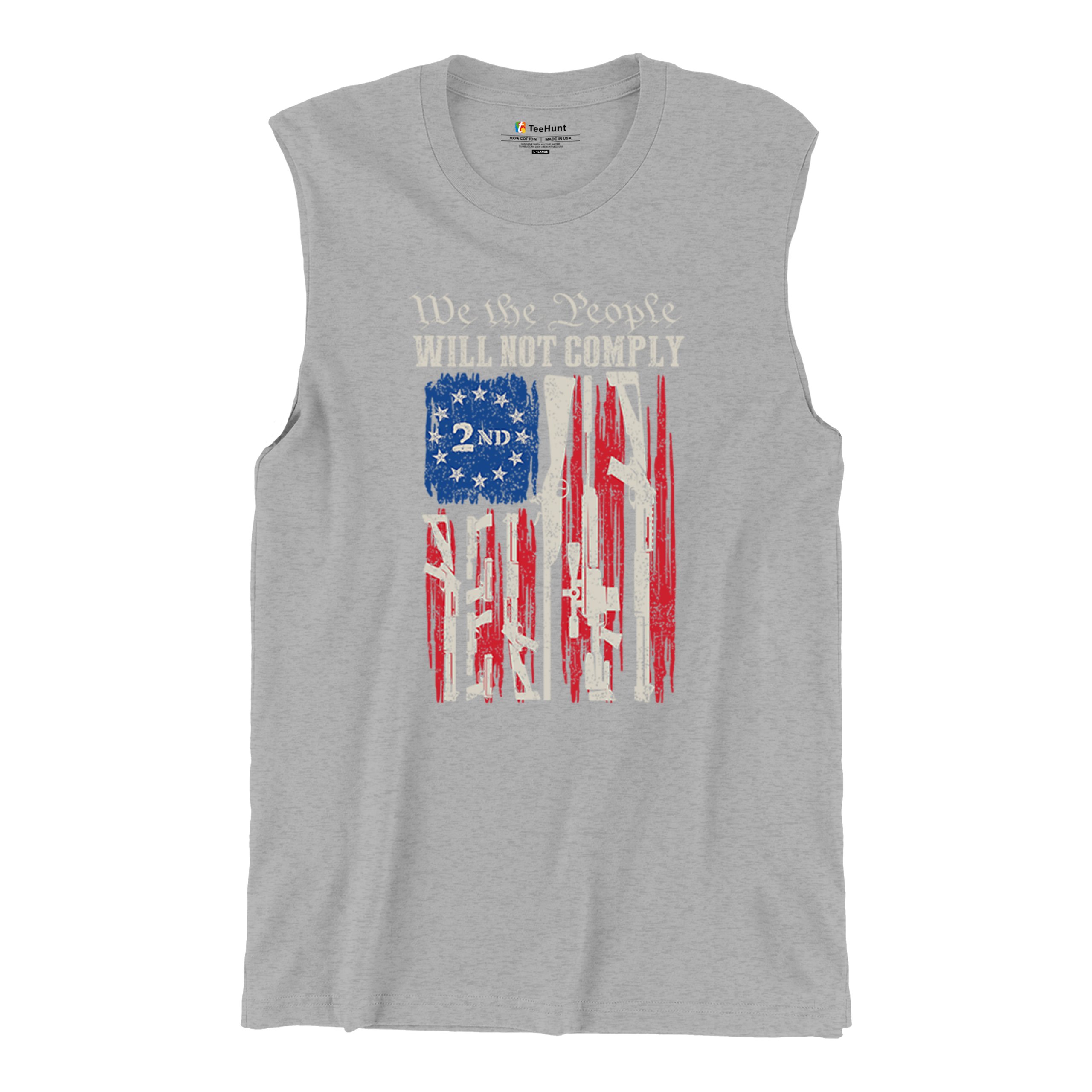 We People Will Not Comply Muscle Shirt 2nd Amendment USA Flag Gun Rights Men's - Picture 13 of 22