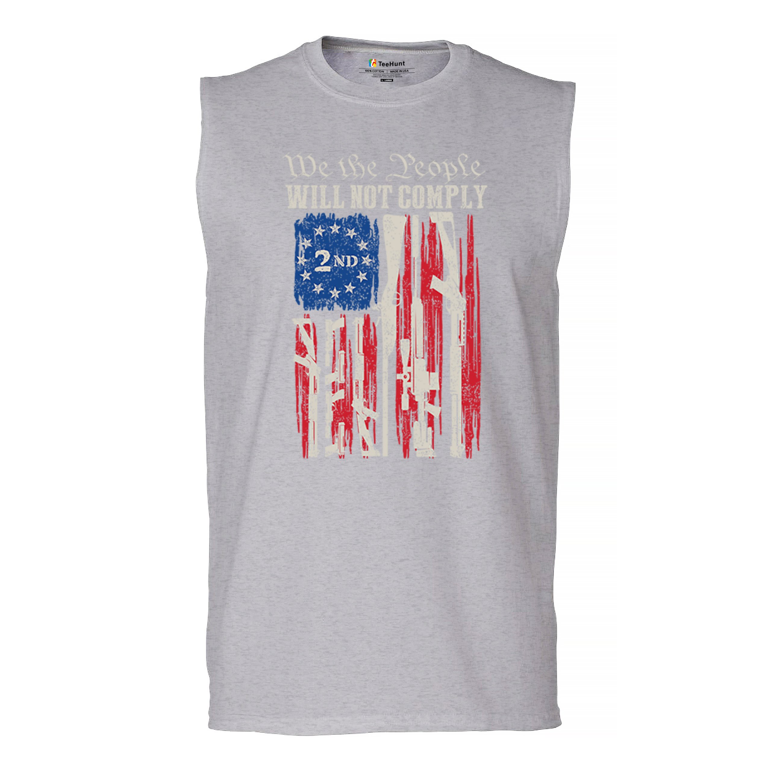 We People Will Not Comply Muscle Shirt 2nd Amendment USA Flag Gun Rights Men's - Picture 9 of 22