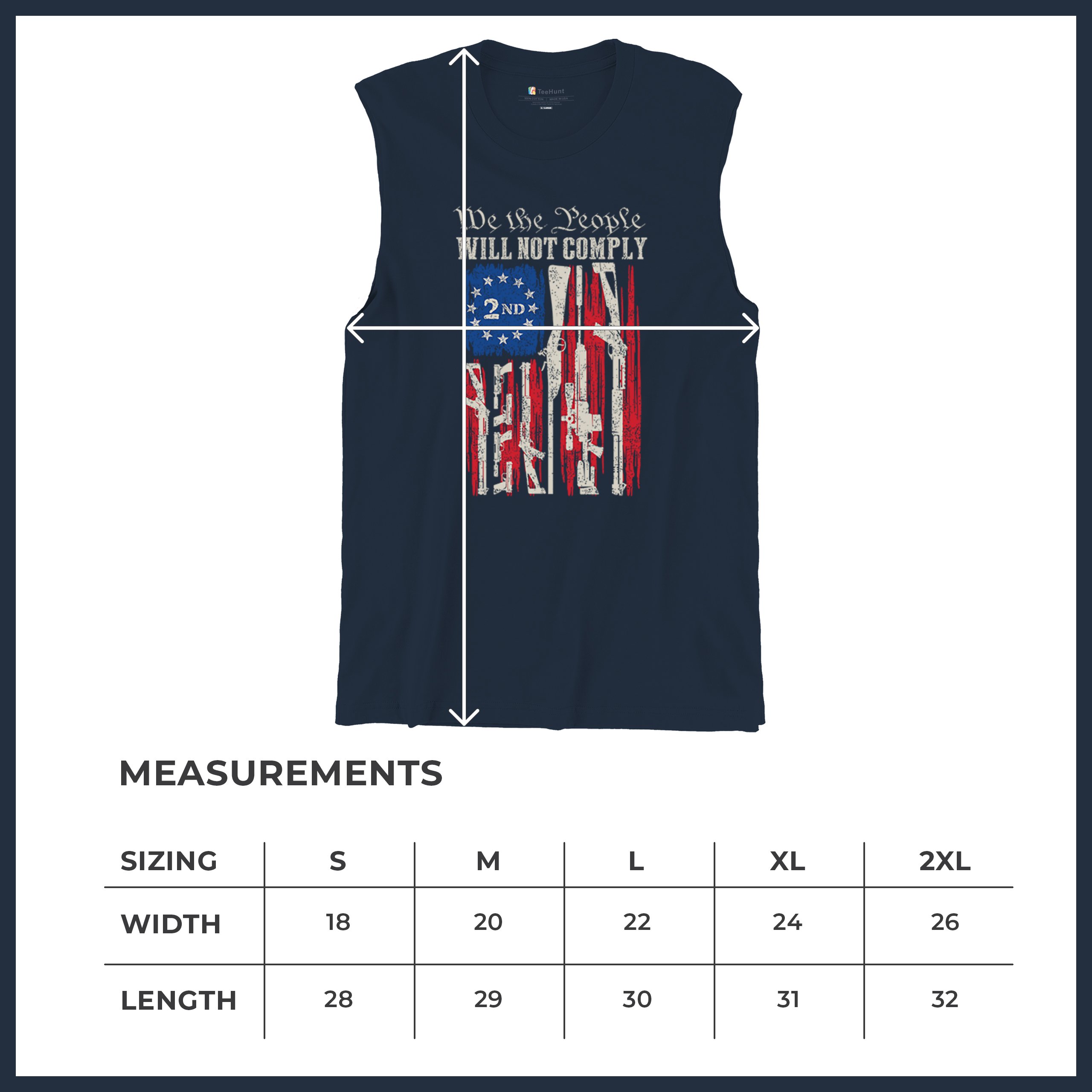 We People Will Not Comply Muscle Shirt 2nd Amendment USA Flag Gun Rights Men's - Picture 22 of 22