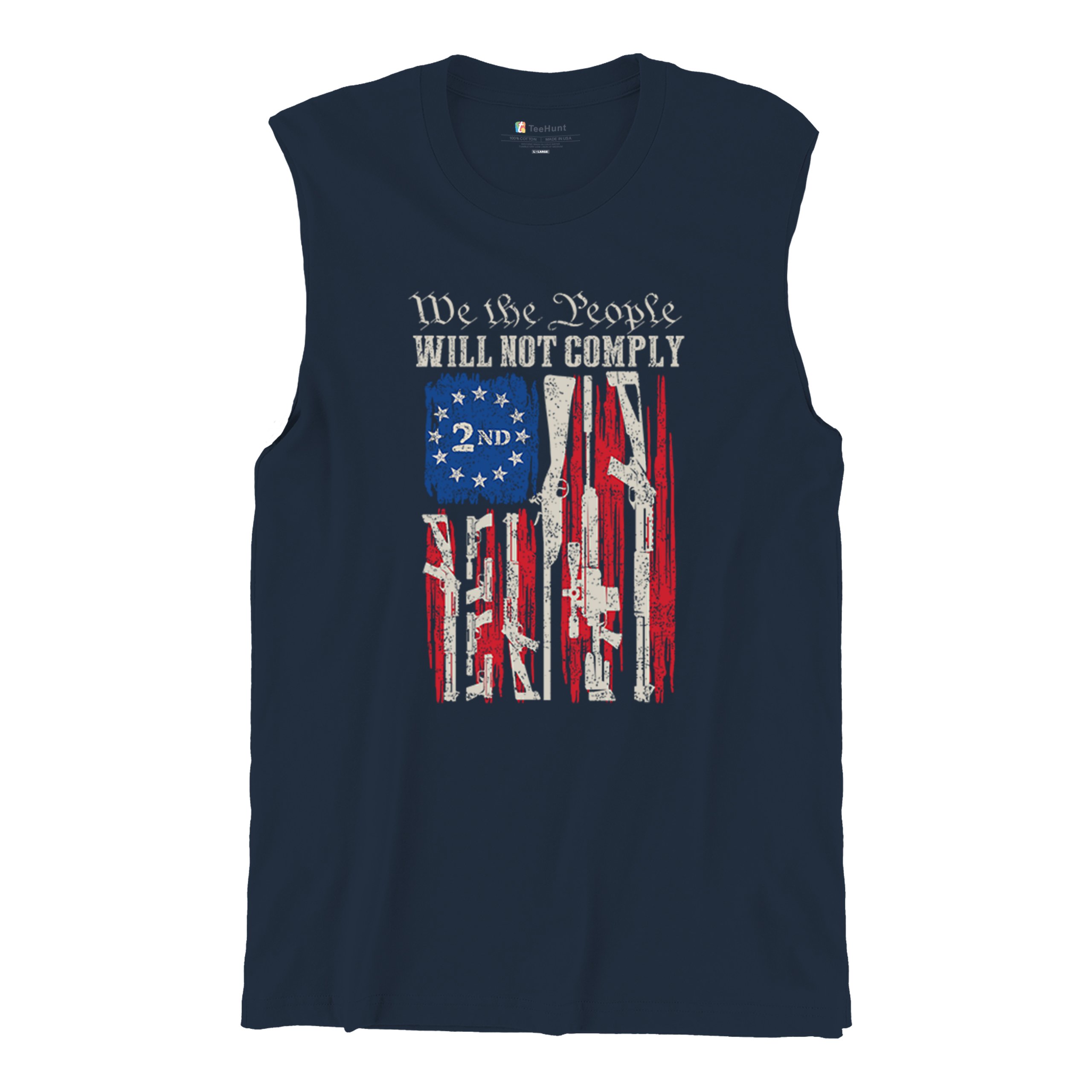 We People Will Not Comply Muscle Shirt 2nd Amendment USA Flag Gun Rights Men's - Picture 20 of 22
