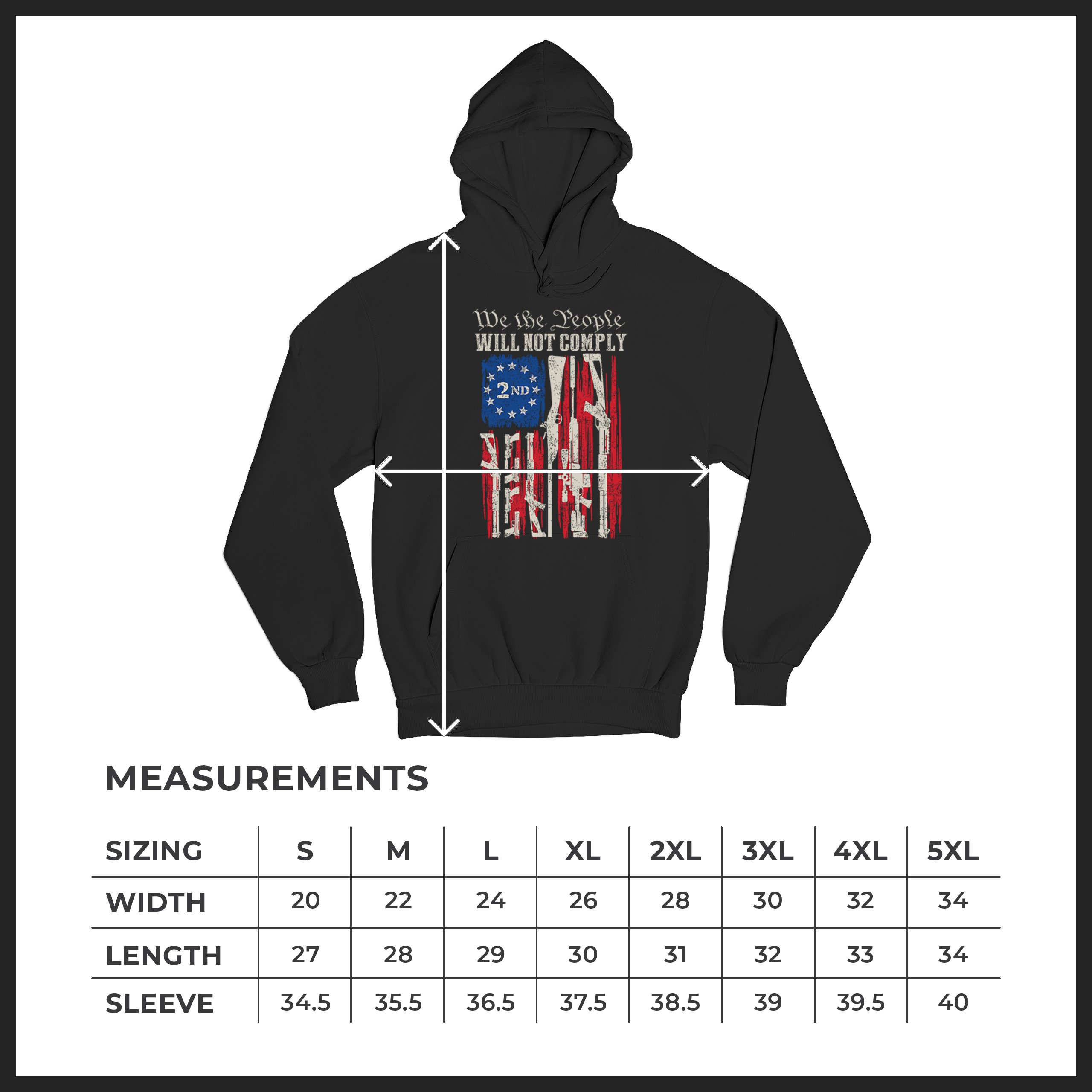 We People Will Not Comply Sweatshirt 2nd Amendment USA Flag Gun Rights Hoodie - Picture 8 of 22