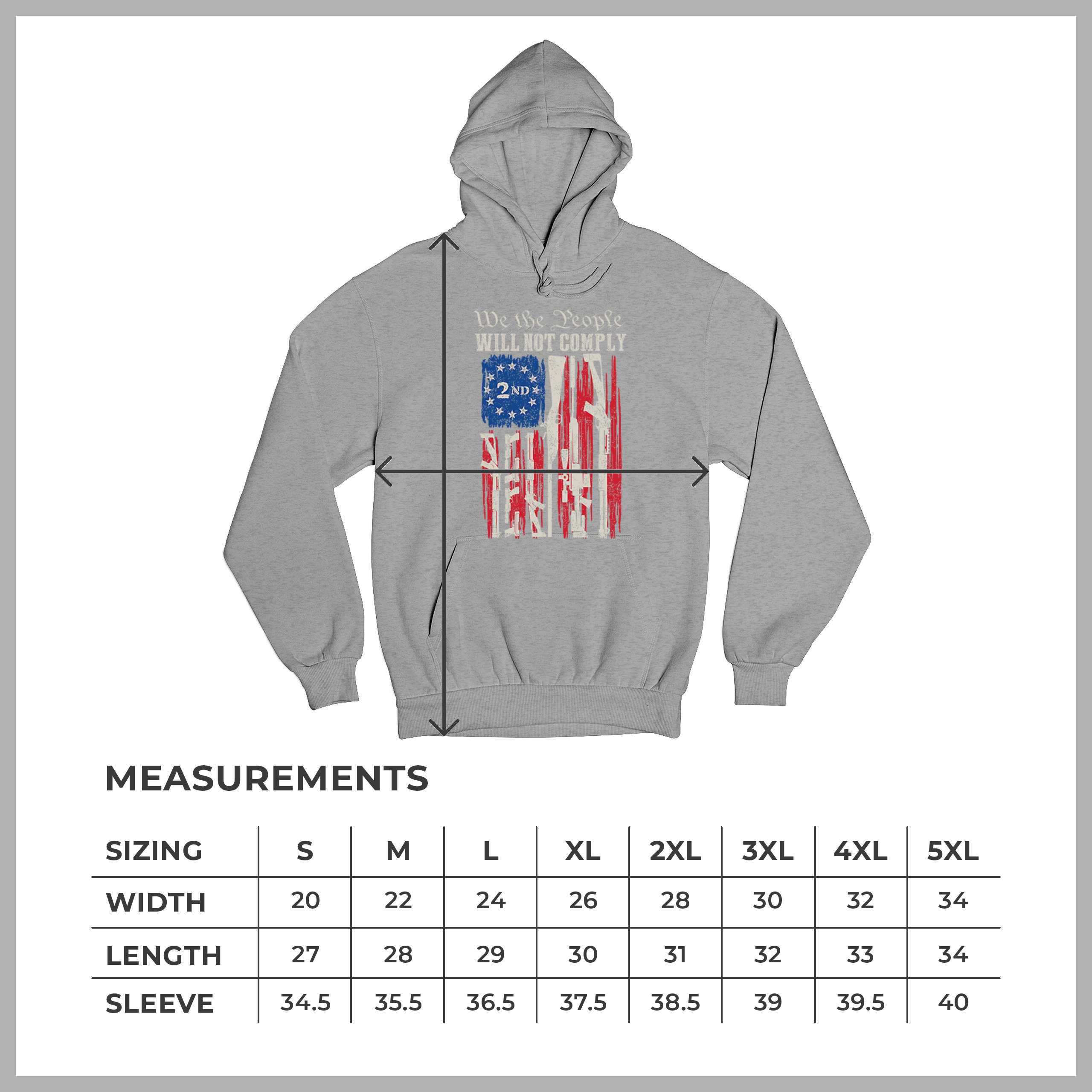 We People Will Not Comply Sweatshirt 2nd Amendment USA Flag Gun Rights Hoodie - Picture 15 of 22