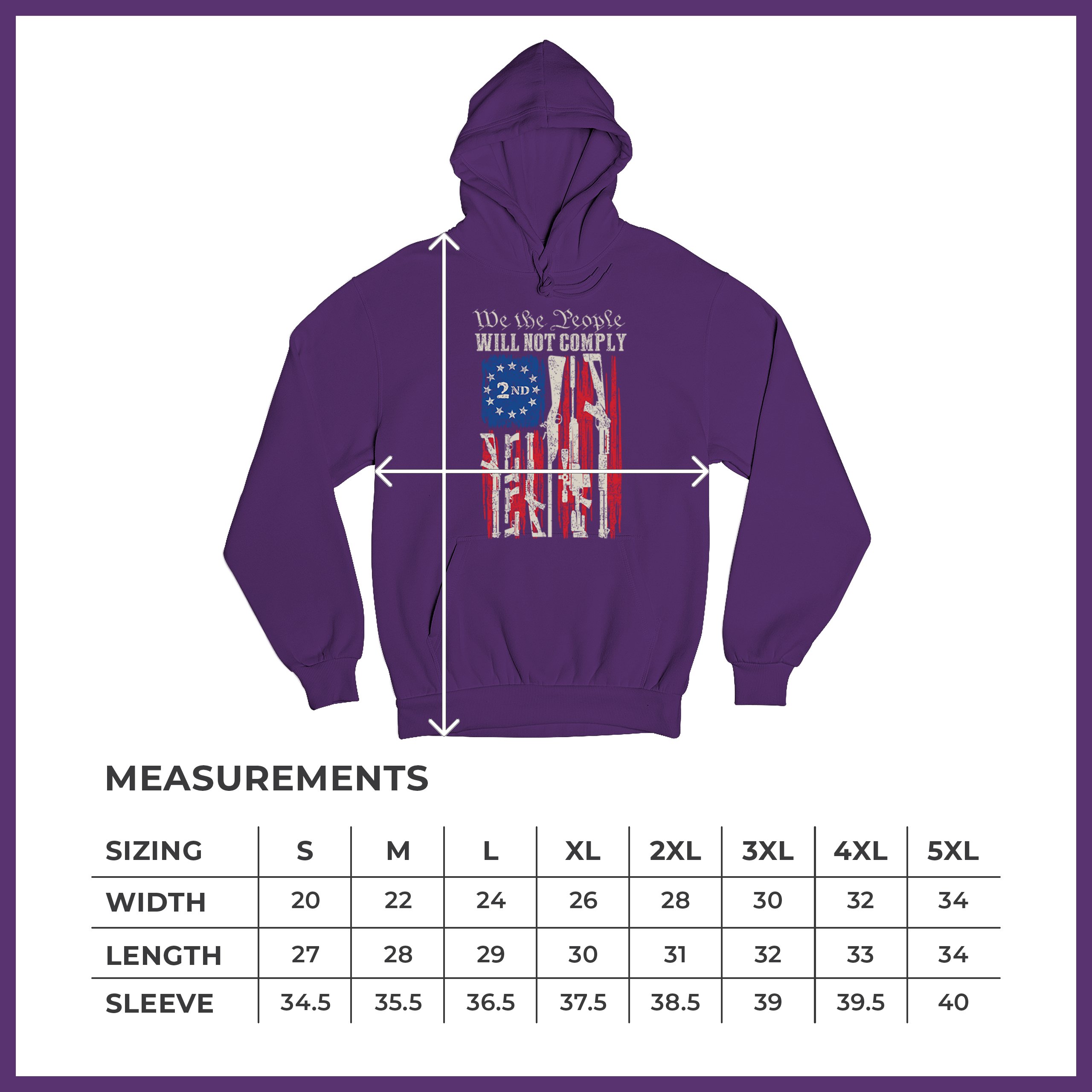 We People Will Not Comply Sweatshirt 2nd Amendment USA Flag Gun Rights Hoodie - Picture 22 of 22