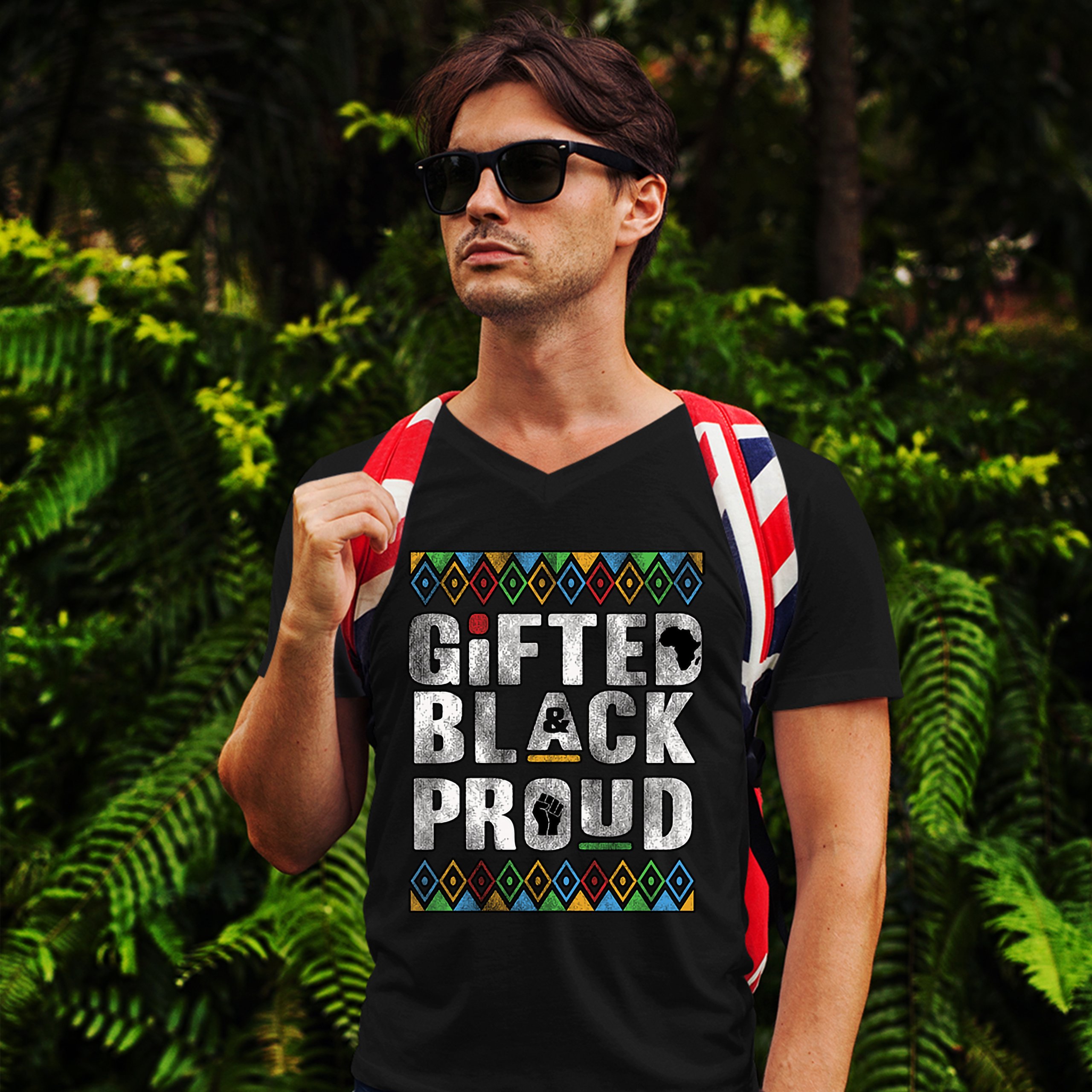 ALTRA T shirt regalo nera e orgogliosa collo a V afroamericana nera vita materia