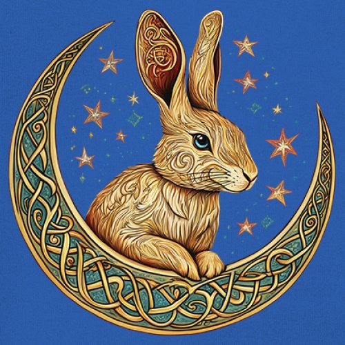 Celtic Moon Rabbit Youth T-shirt Mystical Bunny Spiritual Nordic Nature Kids - Picture 39 of 50