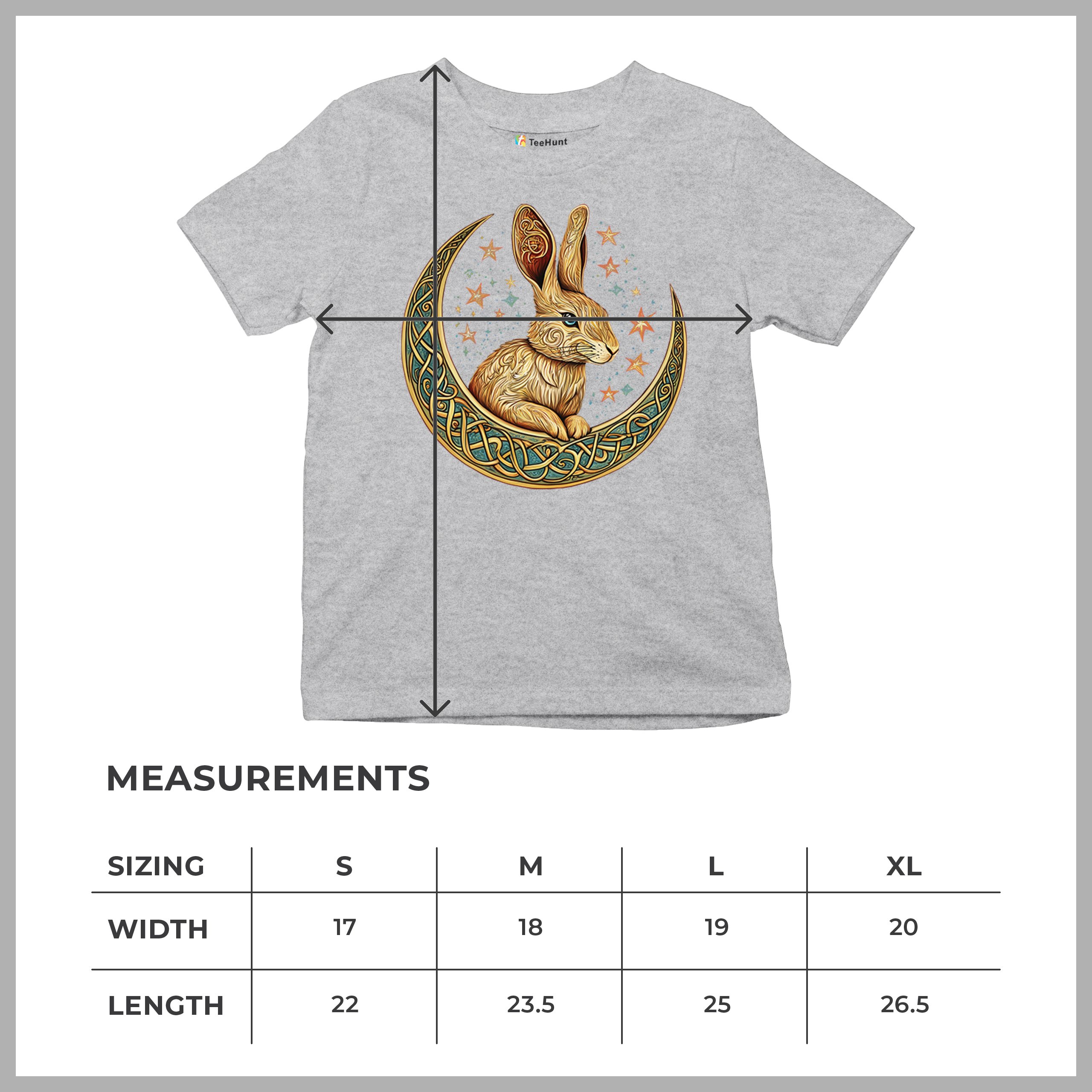 Celtic Moon Rabbit Youth T-shirt Mystical Bunny Spiritual Nordic Nature Kids - Picture 15 of 50