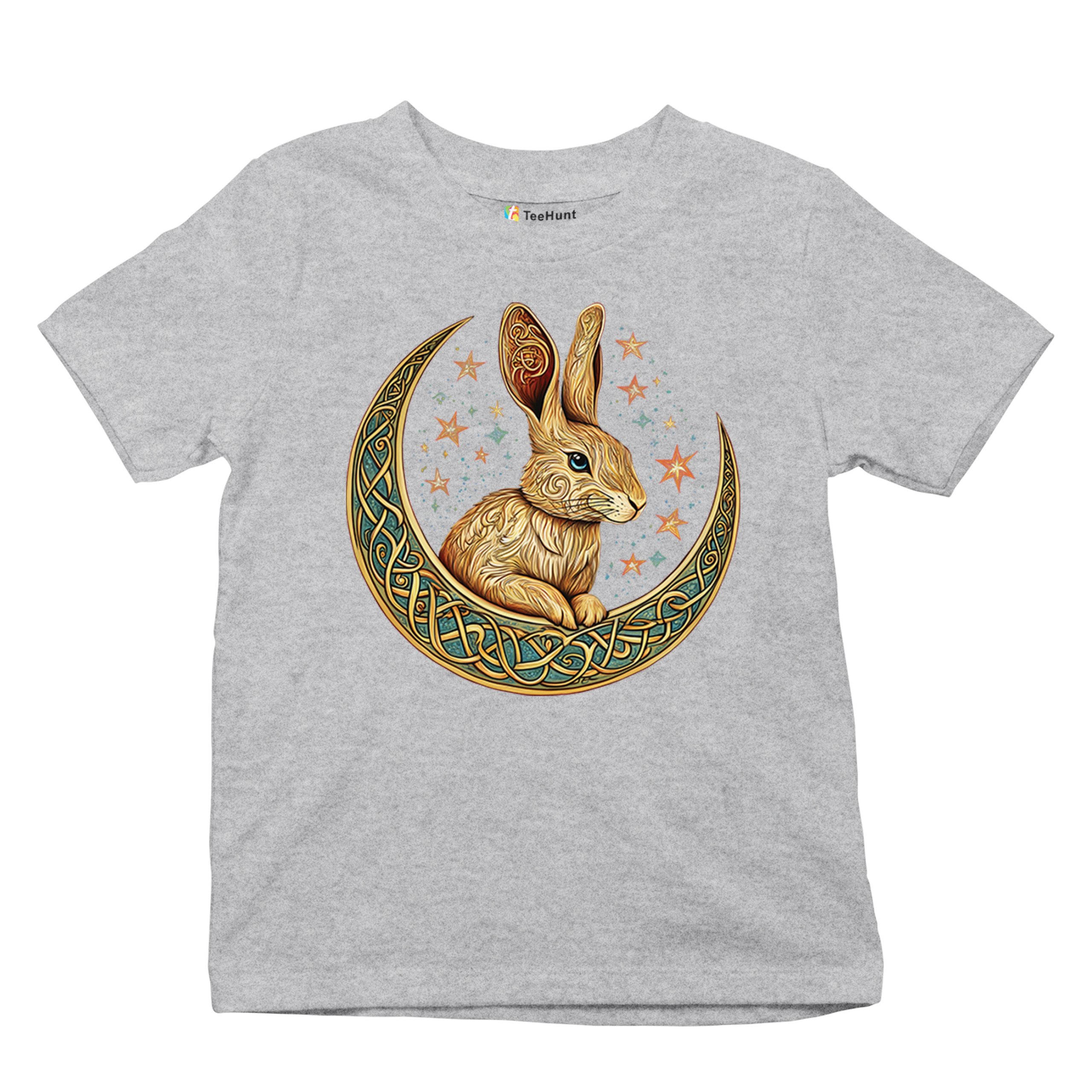Celtic Moon Rabbit Youth T-shirt Mystical Bunny Spiritual Nordic Nature Kids - Picture 13 of 50