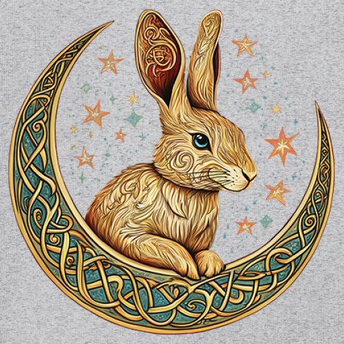 Celtic Moon Rabbit Youth T-shirt Mystical Bunny Spiritual Nordic Nature Kids - Picture 11 of 50