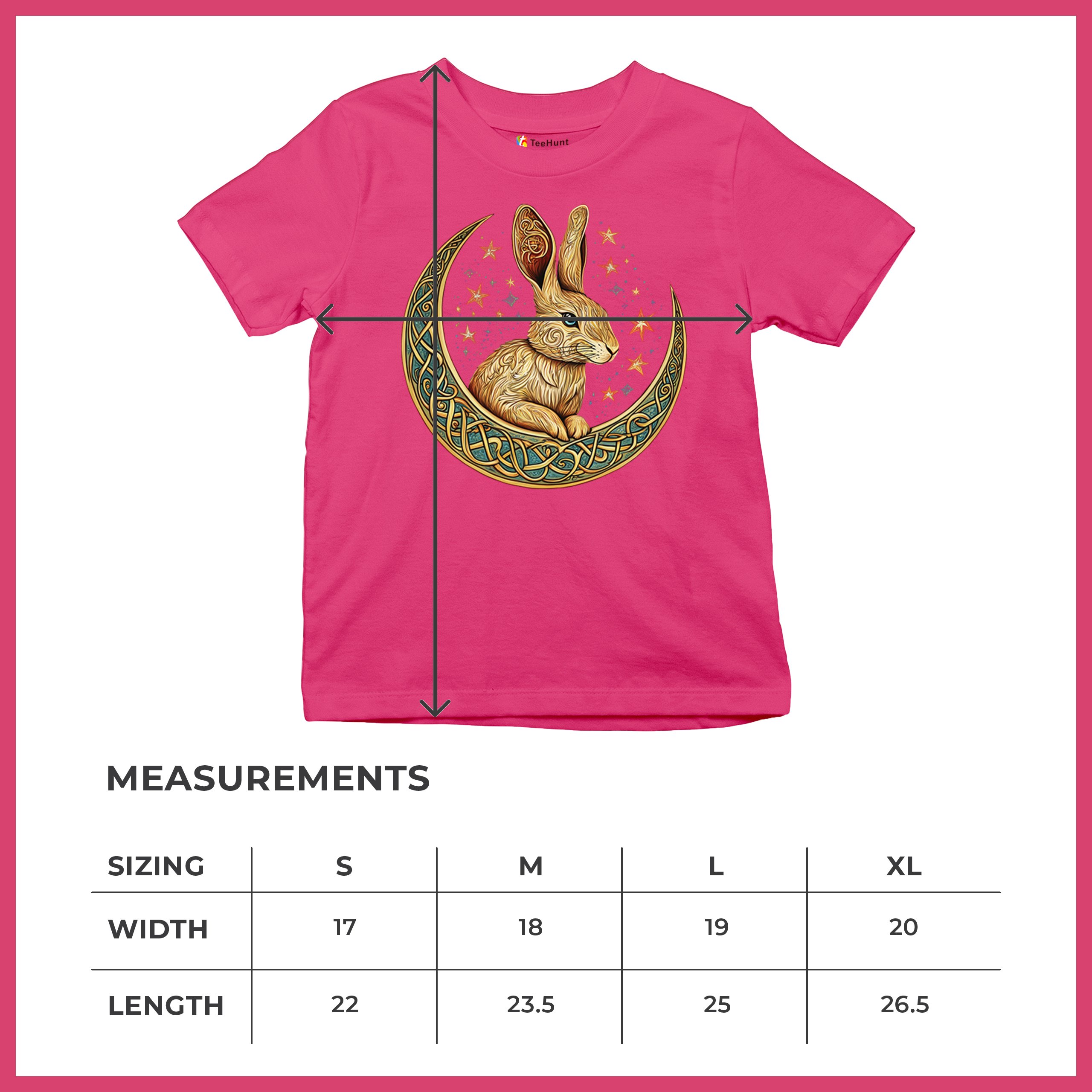 Celtic Moon Rabbit Youth T-shirt Mystical Bunny Spiritual Nordic Nature Kids - Picture 50 of 50