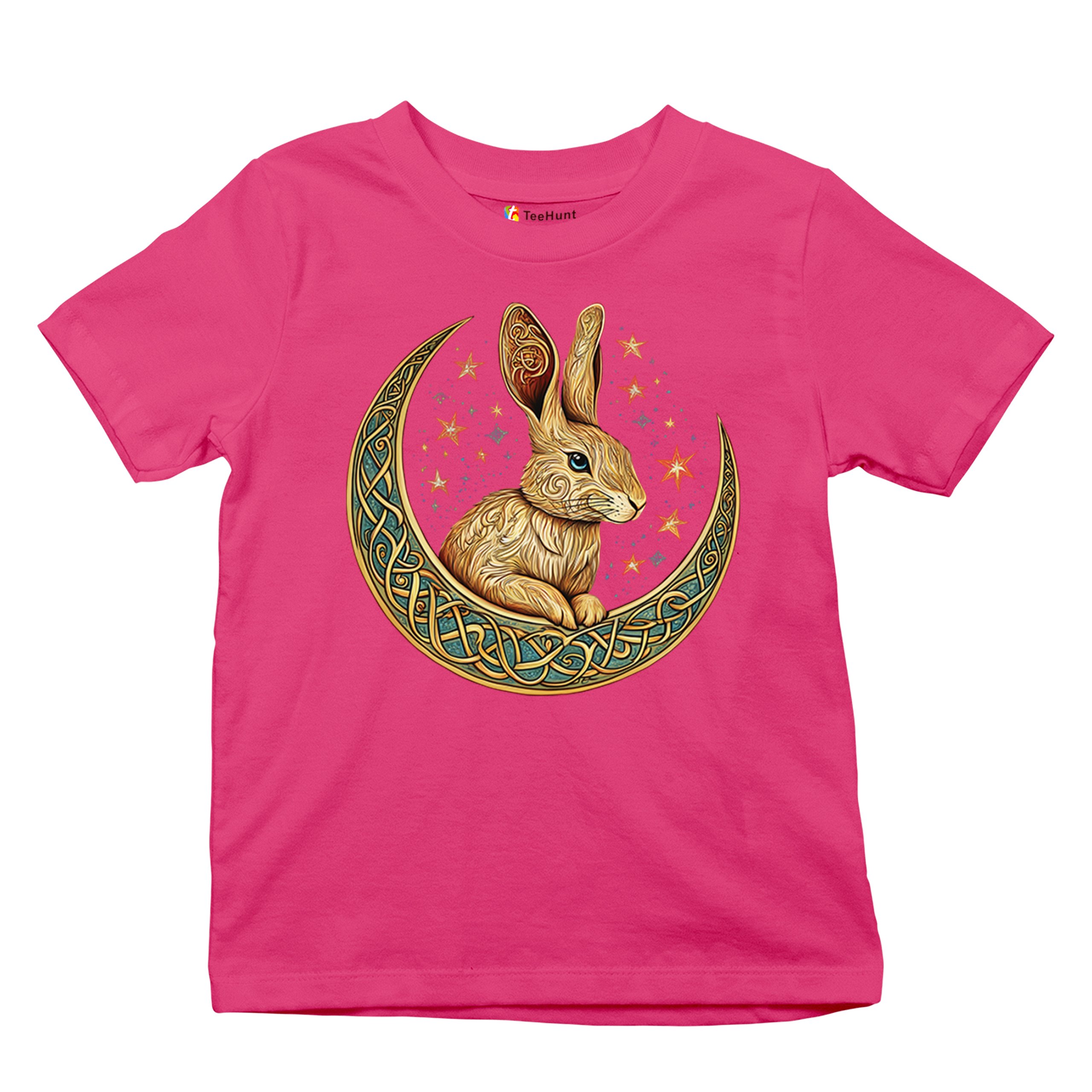 Celtic Moon Rabbit Youth T-shirt Mystical Bunny Spiritual Nordic Nature Kids - Picture 48 of 50